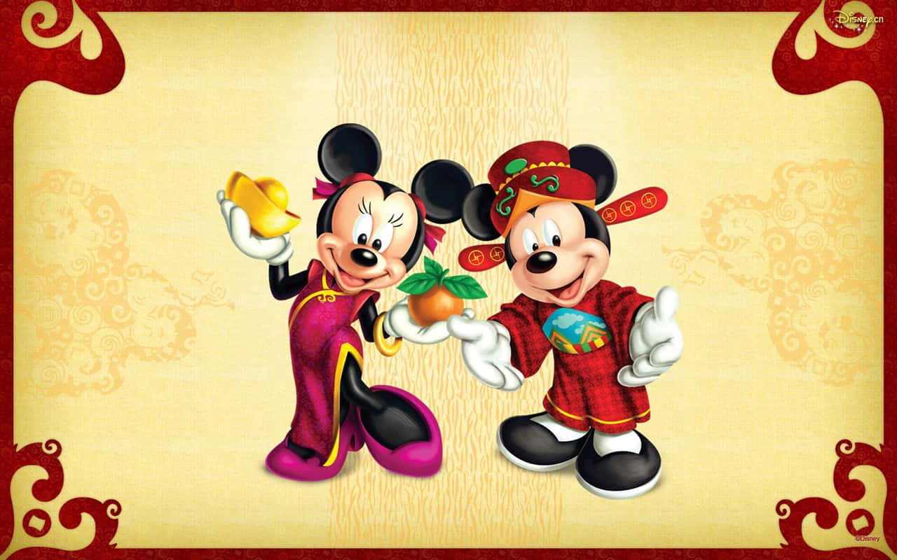 Download Mickey Mouse Happy New Year Chinese Outfits Wallpaper