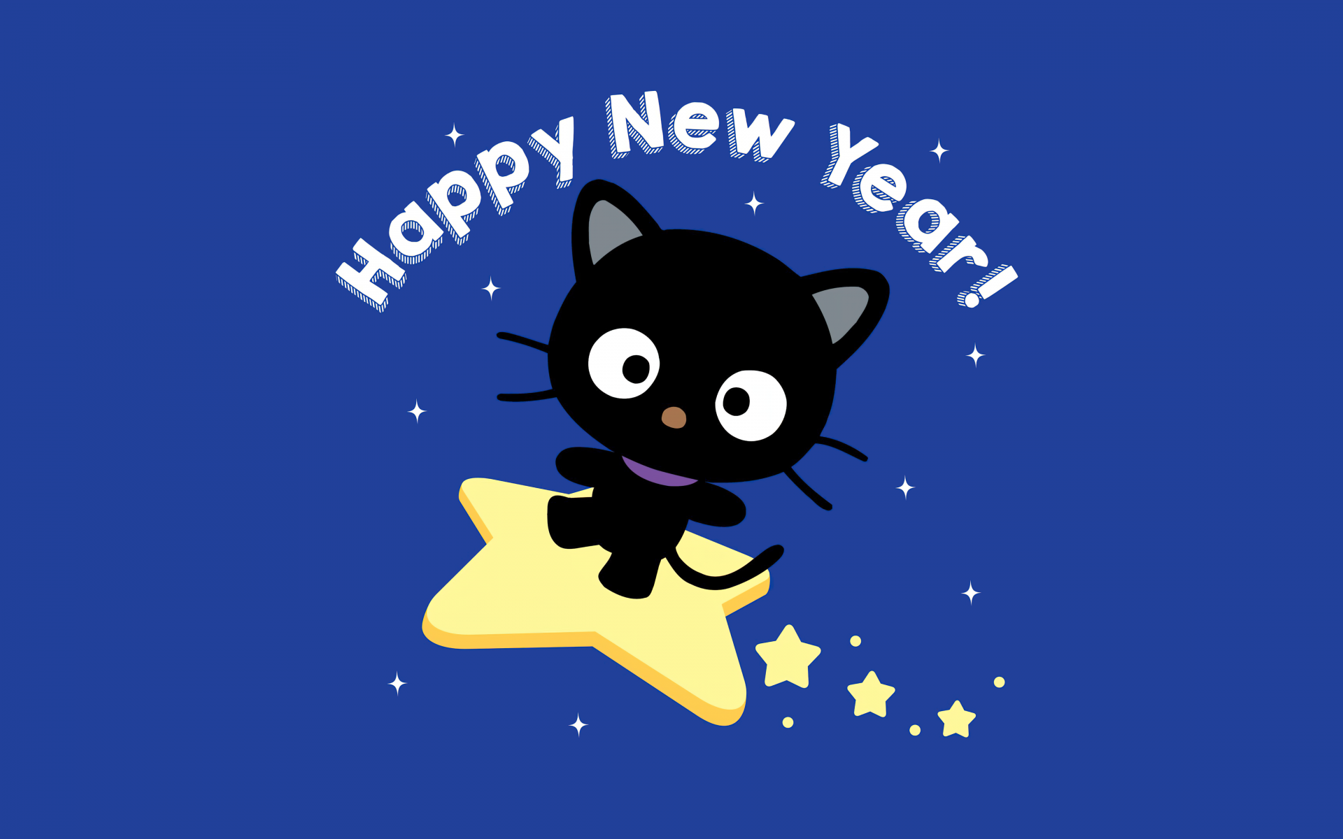 Chococat Wallpaper 4K, Happy New Year, Blue background