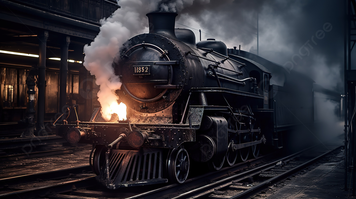 Black Train Is Steaming Up A Railway Tracks Background, Picture Of Steam Burns Background Image And Wallpaper for Free Download