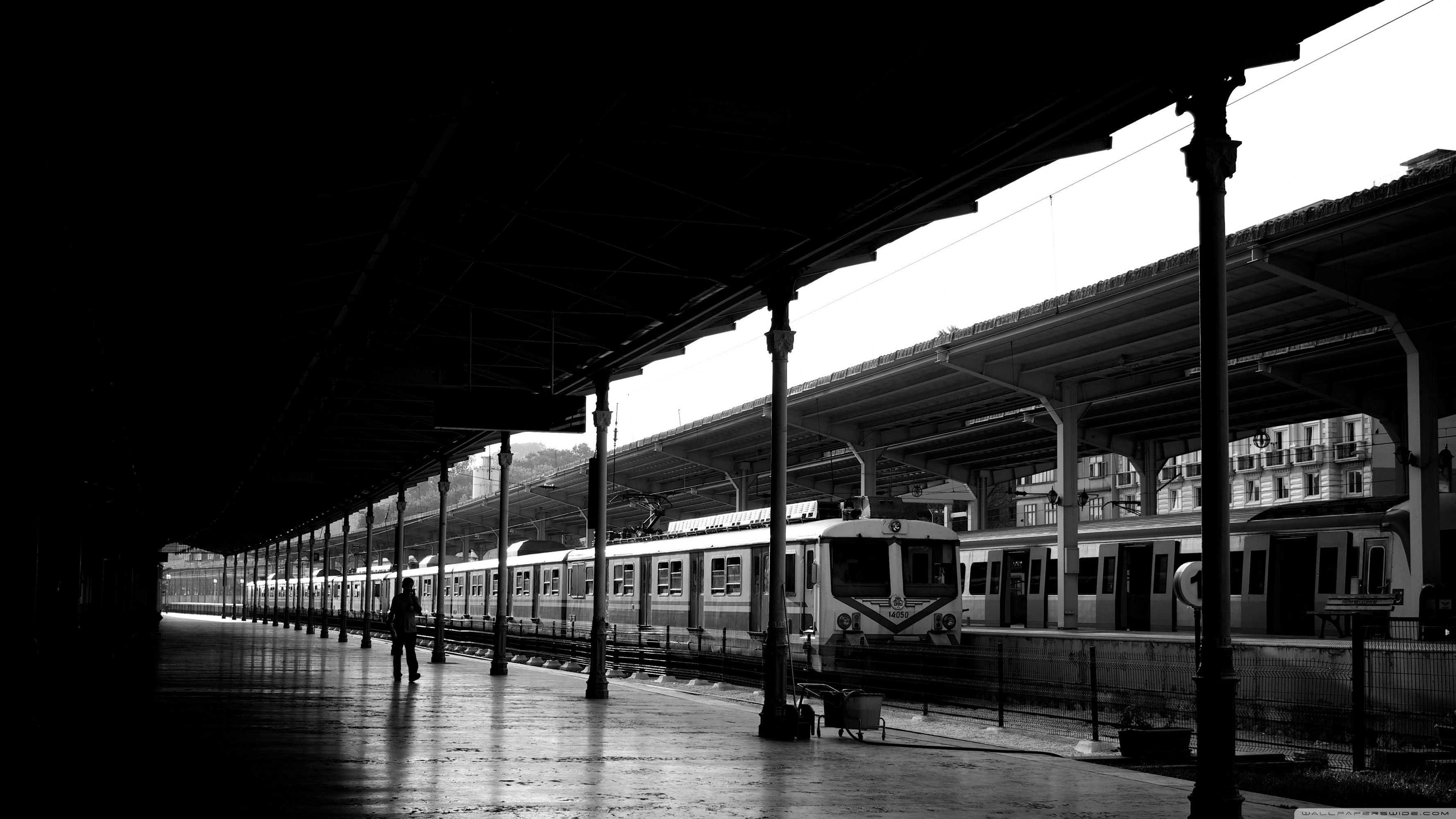 Train Station Black And White Ultra HD Desktop Background Wallpaper for 4K UHD TV, Widescreen & UltraWide Desktop & Laptop, Tablet