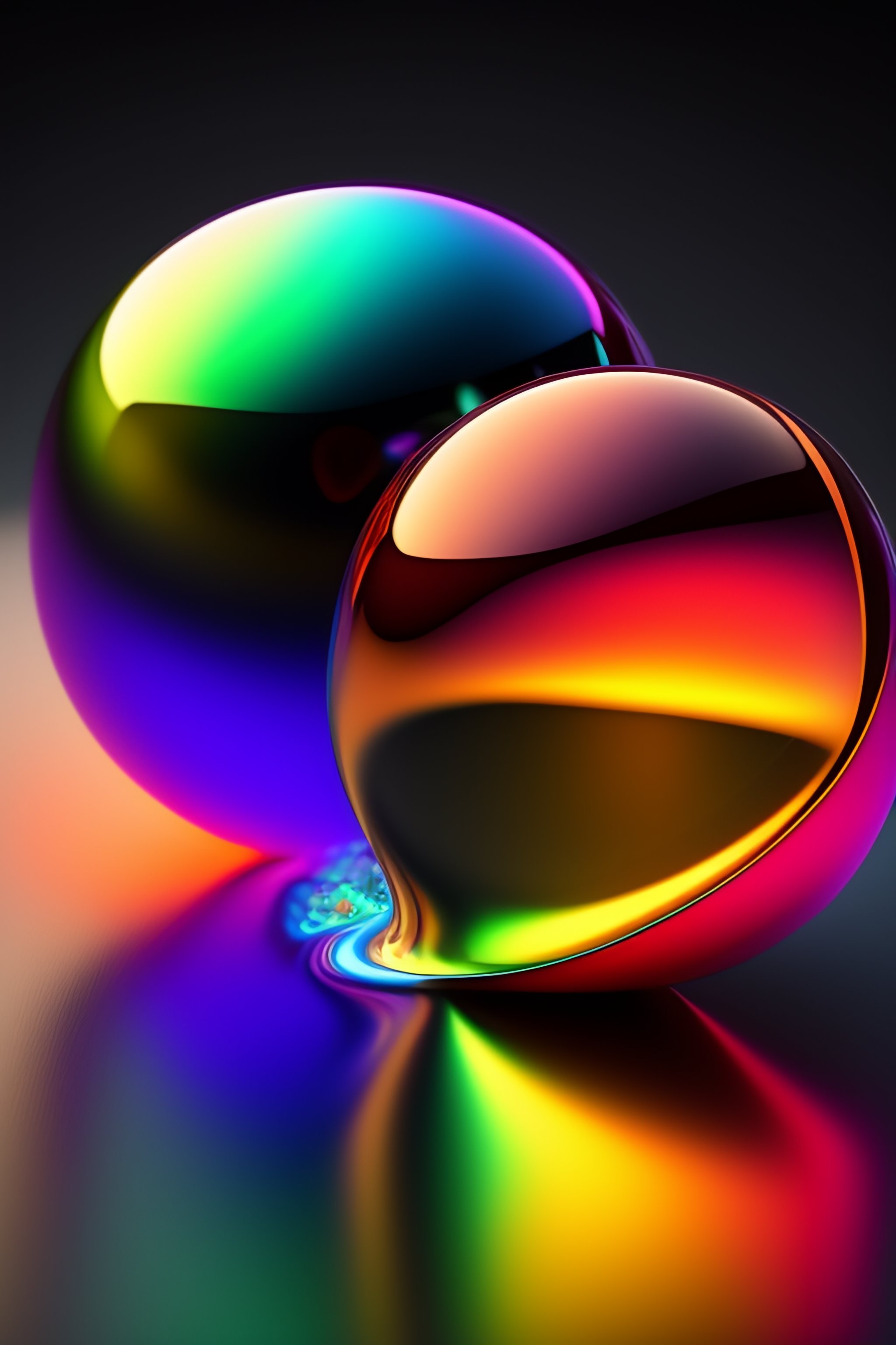 A colorful abstract render of a crystal balls with silky fluid inside, UHD, Ray tracing, ultra realistic, photo realistic, 8k, wallpaper