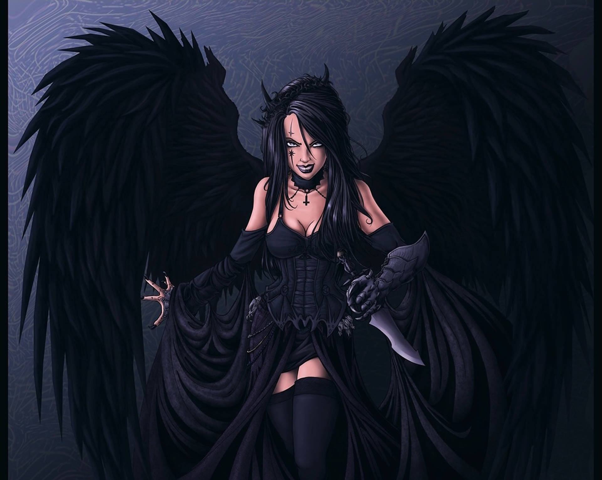 Download Enigmatic Dark Angel in Mystical Splendor Wallpaper