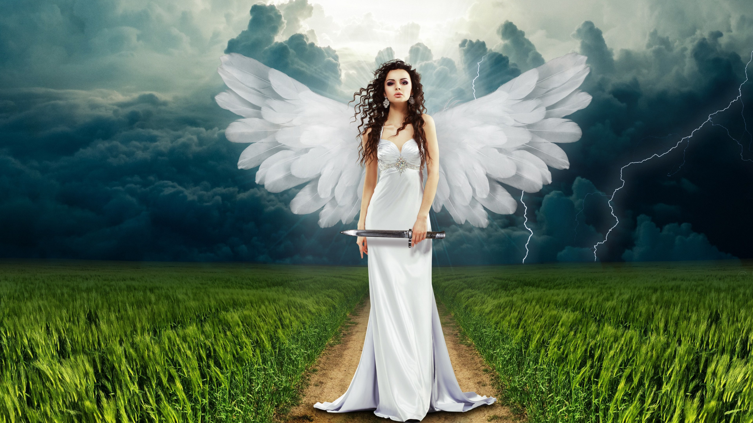 Download wallpaper: Illustration: Angel art 2560x1440