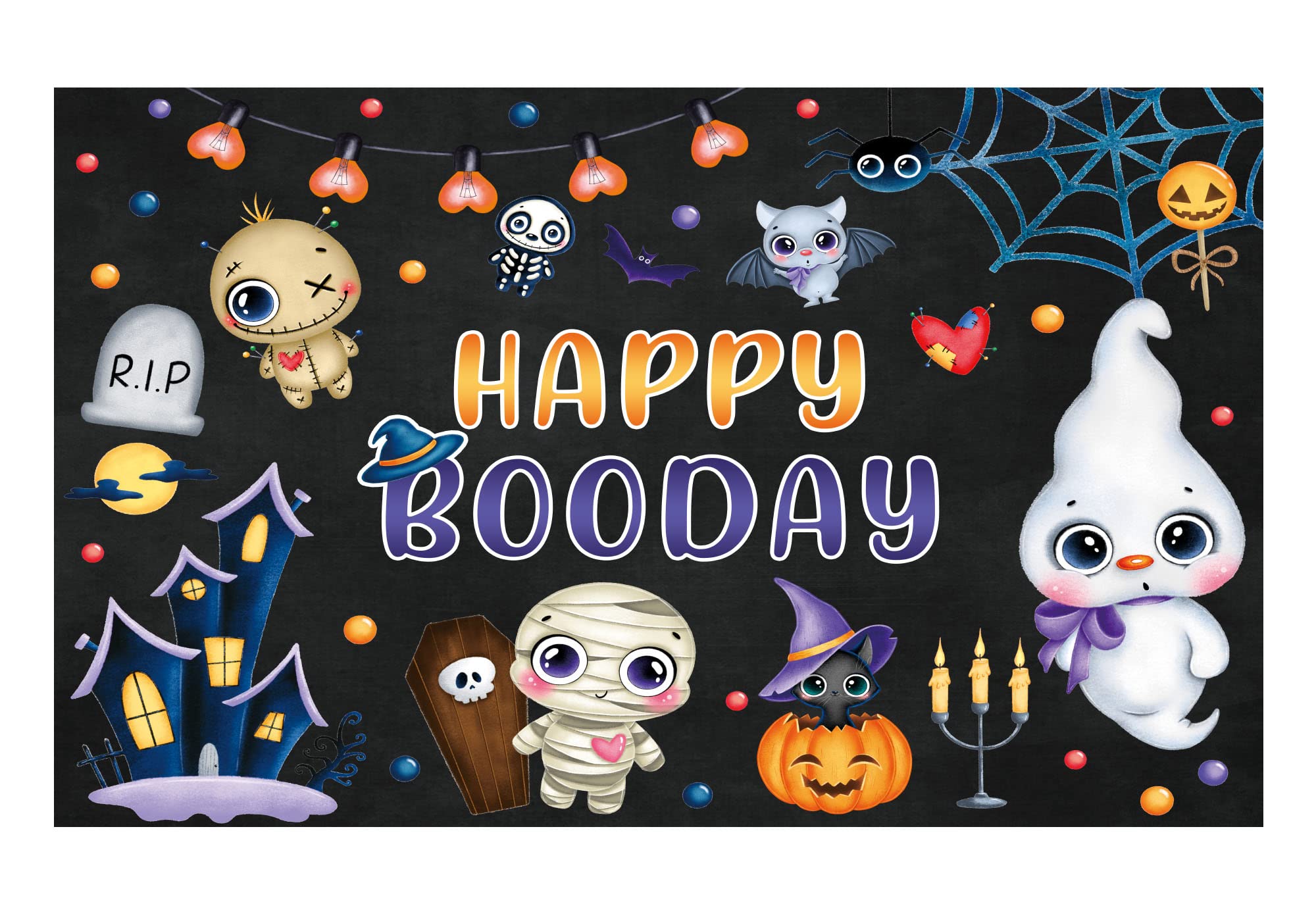 Amazon.com, Funnytree Halloween Happy Birthday Party Backdrop Booday Cute Boo Background for Baby Boys Girls Autumn Night Pumpkin Cake Table Decorations Banner Photo Booth Photography Supplies