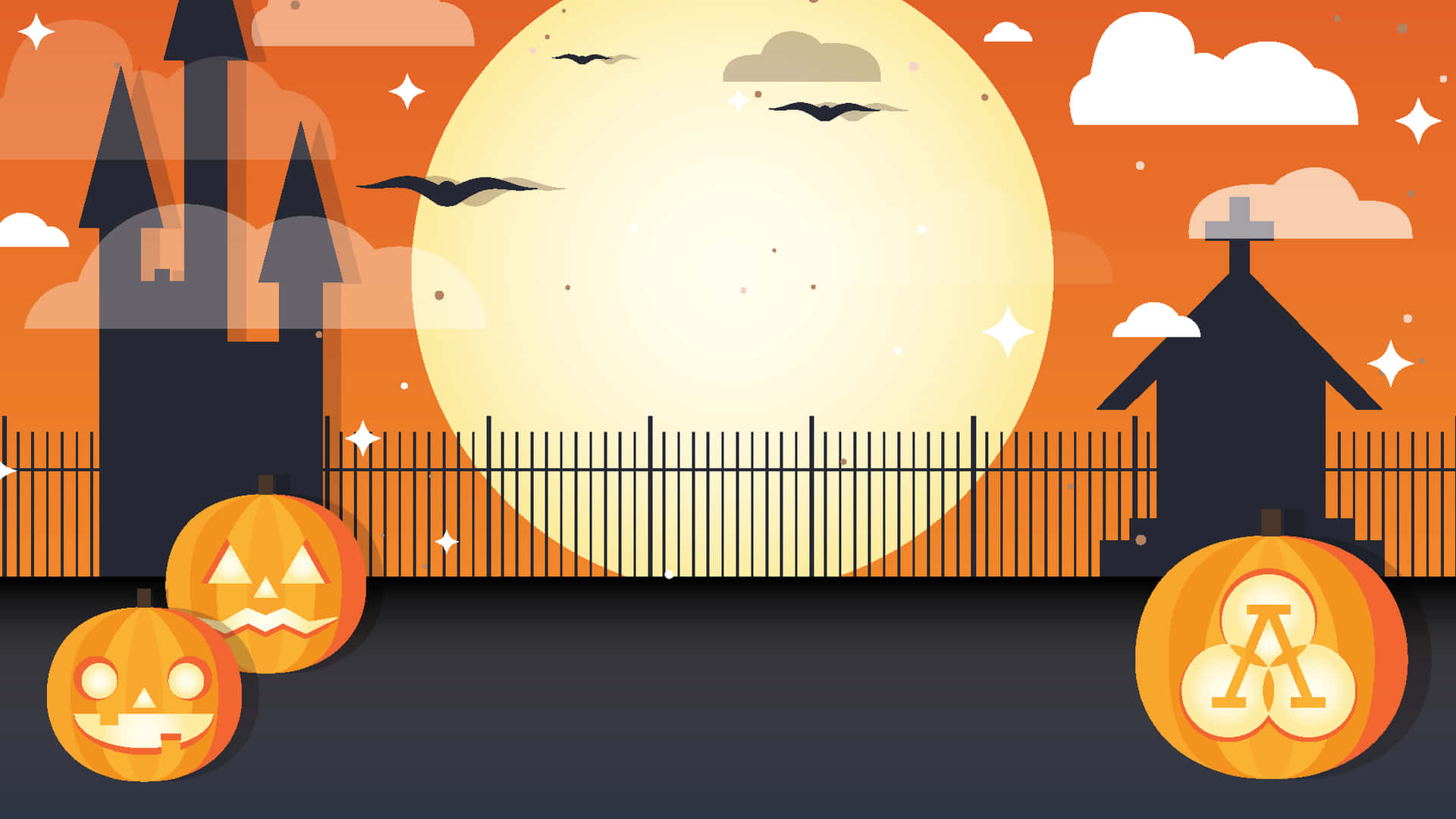 Download Halloween Background With Pumpkins And Castle