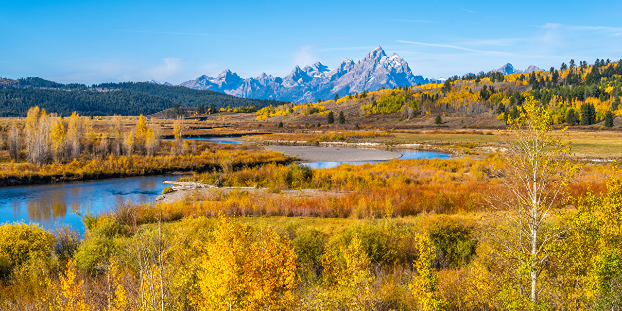 Wallpaper USA Grand Teton National Park Autumn Nature Mountains