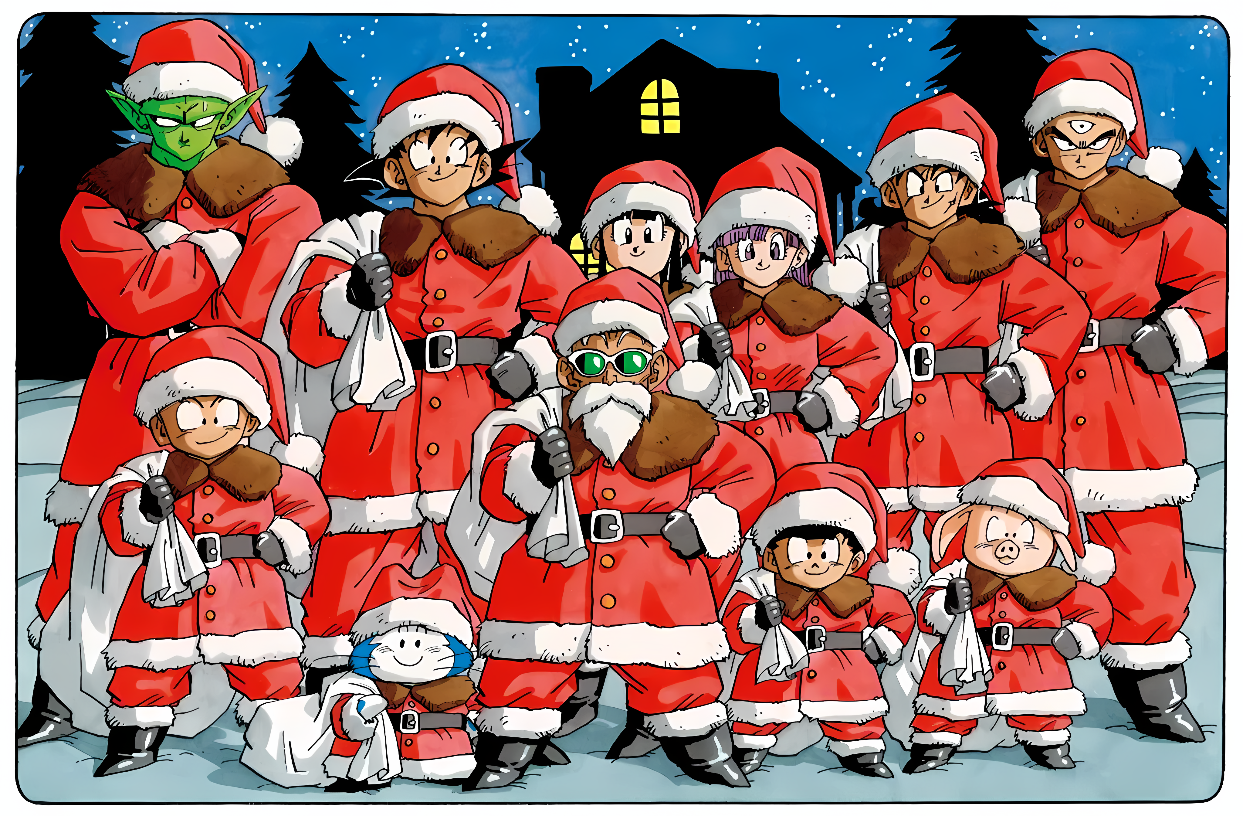 Dragon Ball family wishes you a Merry Christmas family! I bring you here this upgraded version of this pic to 4096x2688 using Stable Diffusion AI. I hope you enjoy!