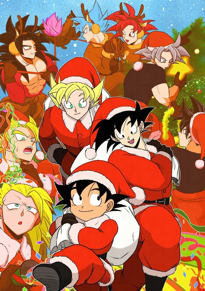 Download Enjoying a Christmas Movie with Anime Boys Wallpaper
