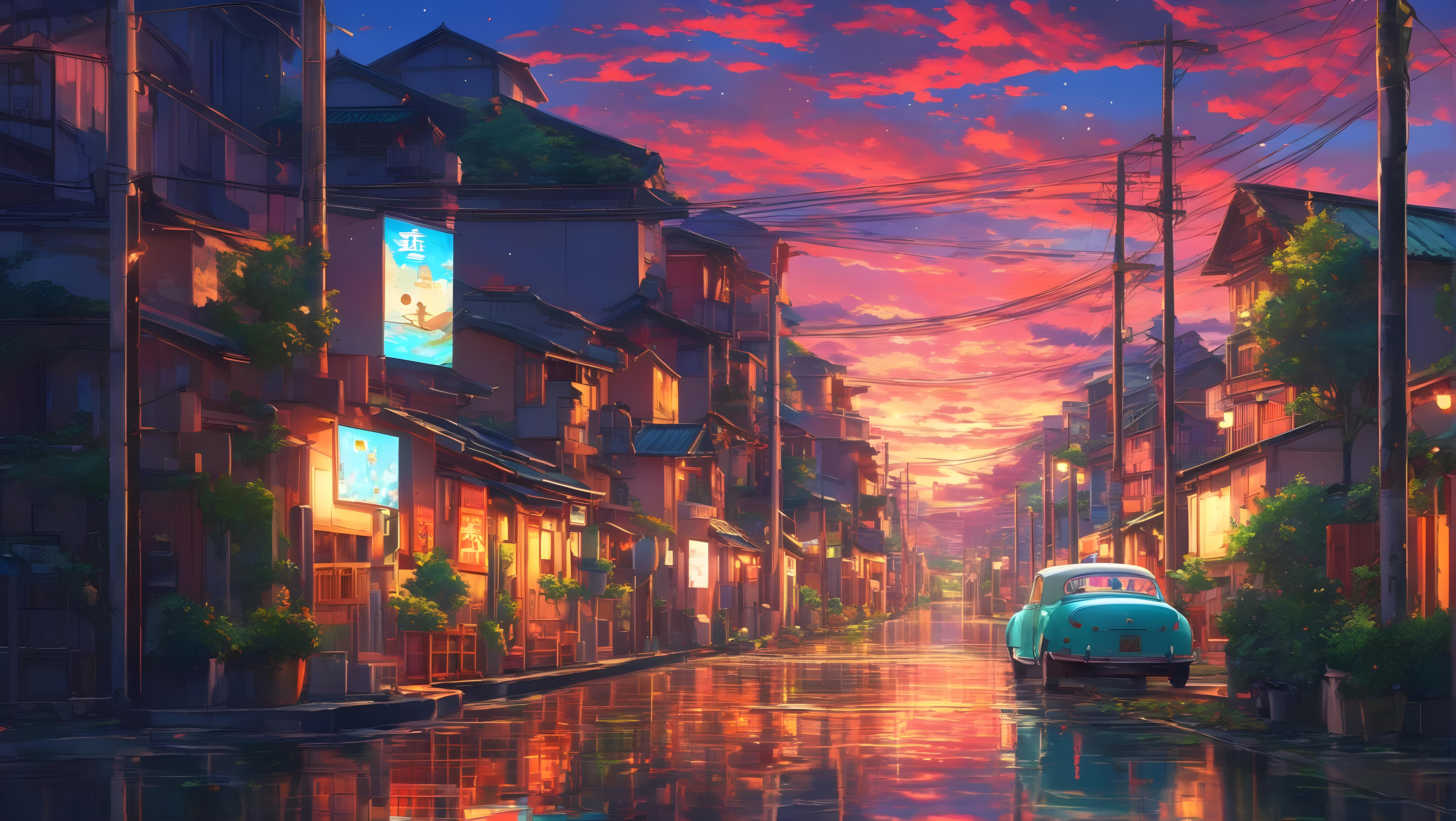 Anime City 4k Ultra HD Wallpaper