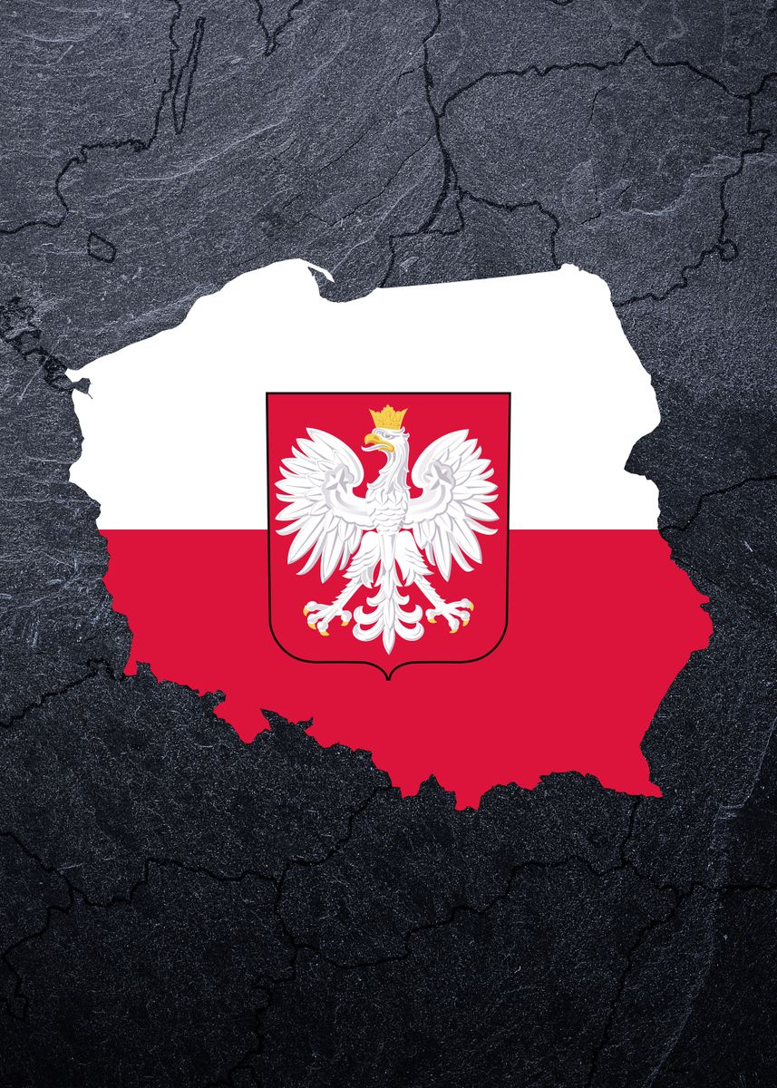 Poland flag country map' Poster by Moon Calendar Studio