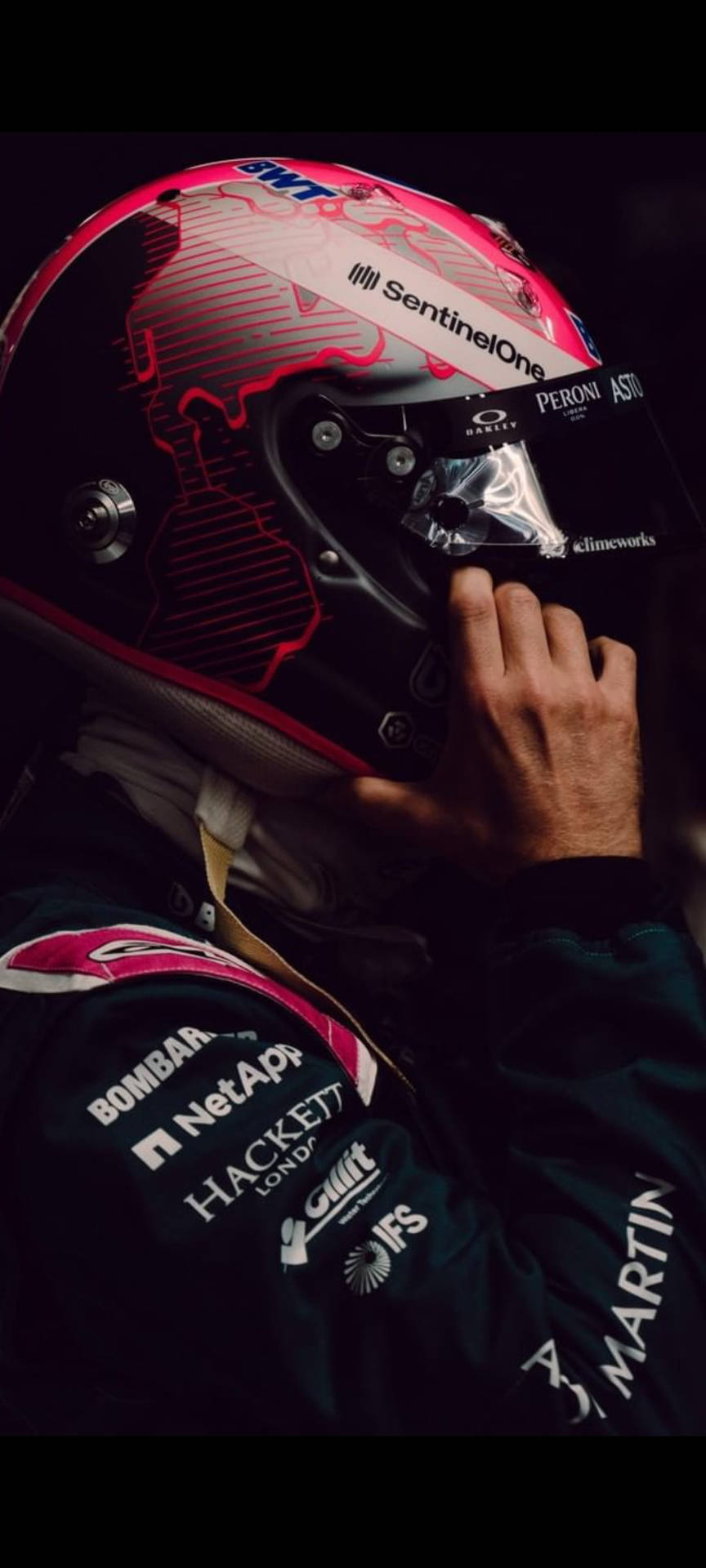 Download Sebastian Vettel In Red Helmet Wallpaper