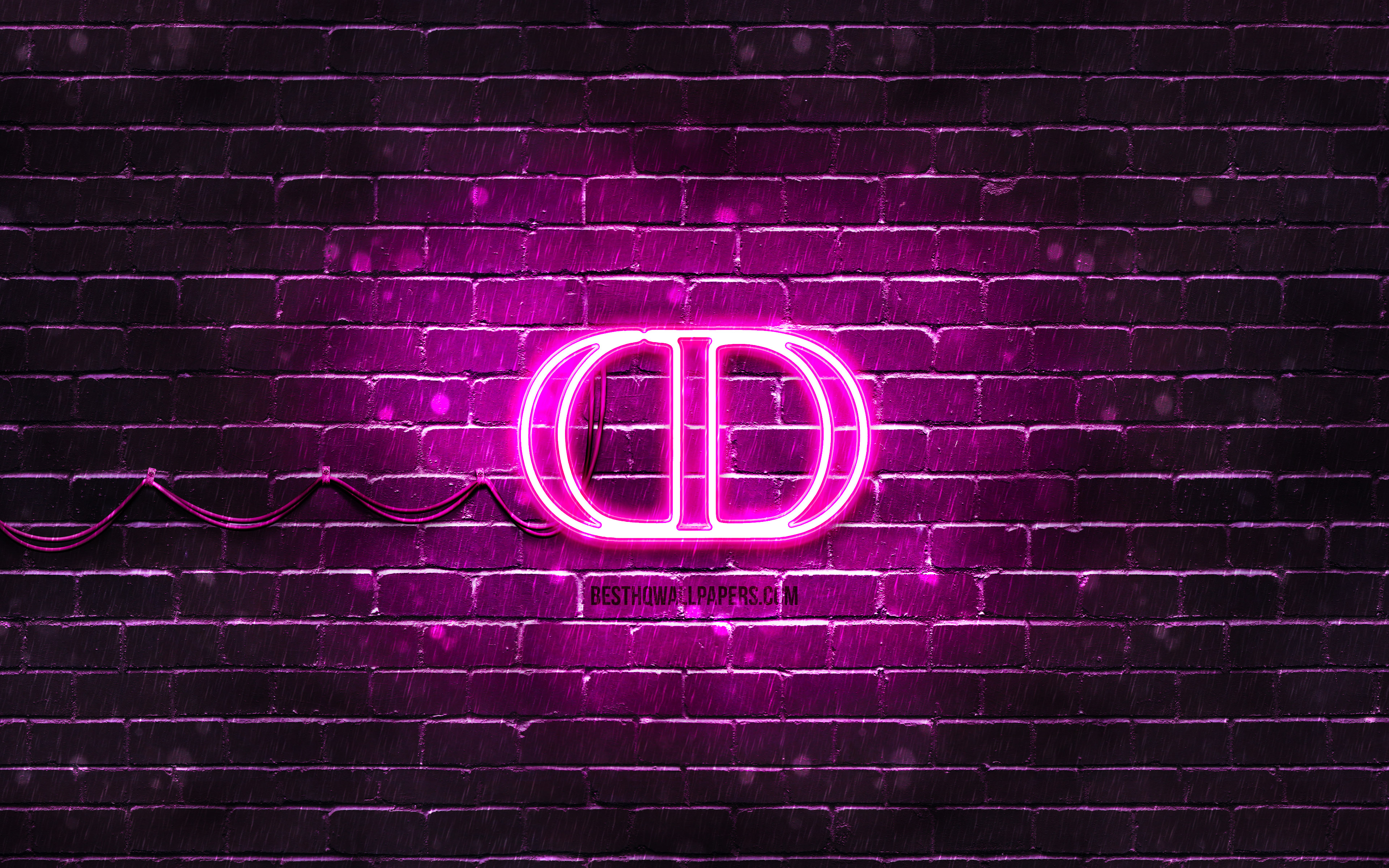 Download wallpaper Christian Dior purple logo, 4k, purple brickwall, Christian Dior logo, fashion brands, Christian Dior neon logo, Christian Dior for desktop with resolution 3840x2400. High Quality HD picture wallpaper