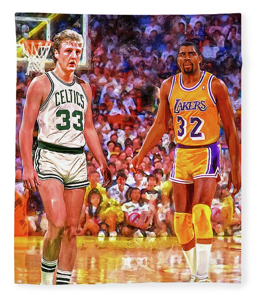 Larry Bird and Magic Johnson art Fleece Blanket