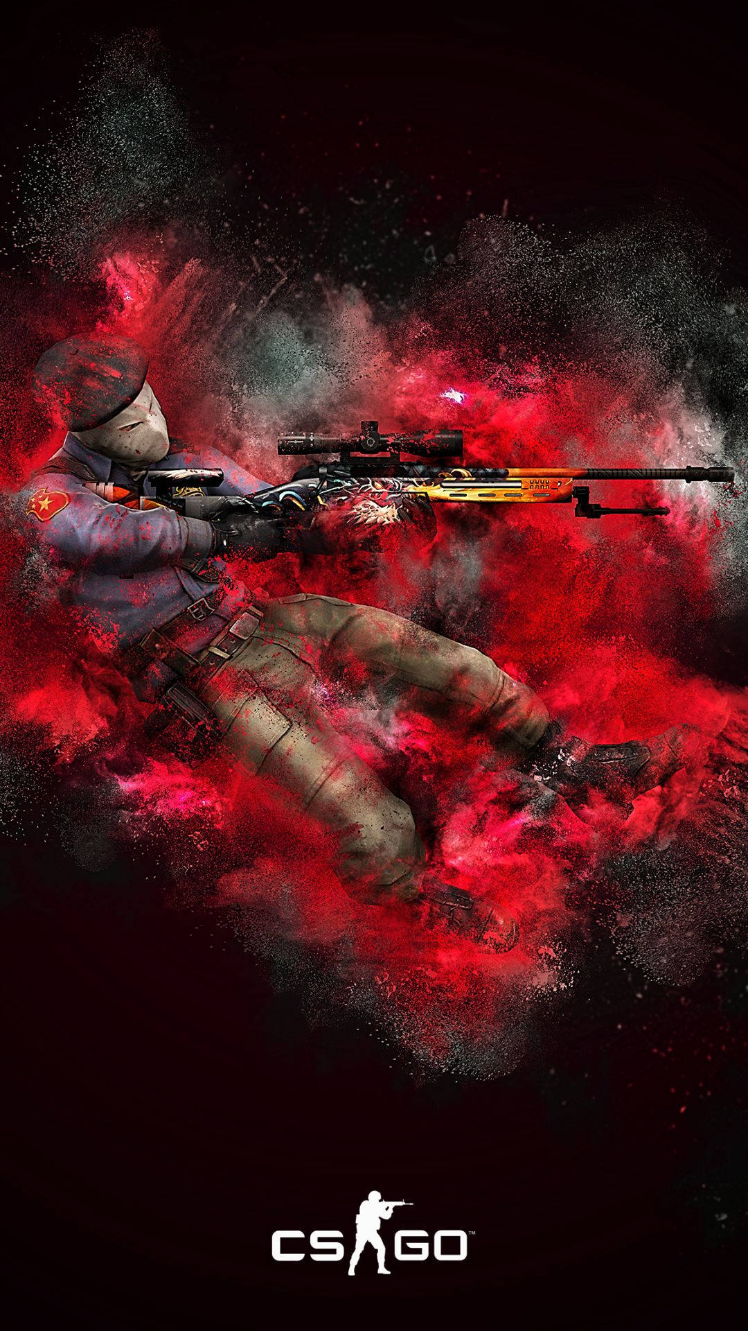 Download Cs Go Soldier In Red Smoke Cloud iPhone Wallpaper