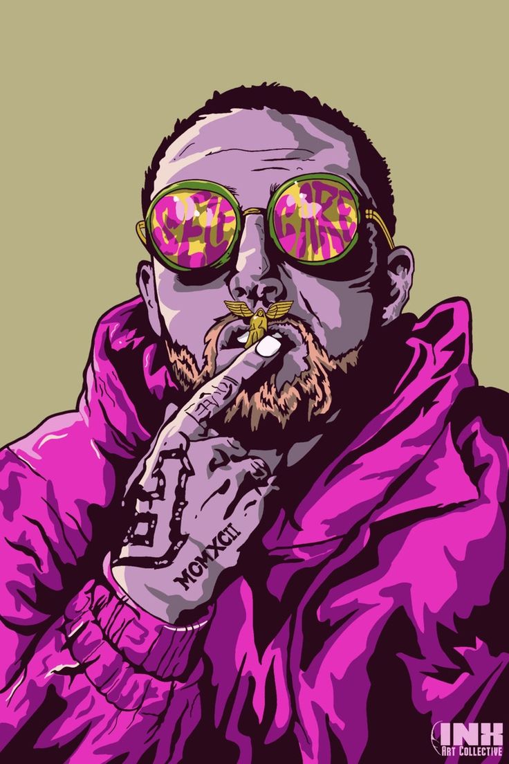 Mac Miller American Rapper Hip Hop Canvas Art Painting Mac. Vector Portrait Art, Rapper Art, Portrait Art