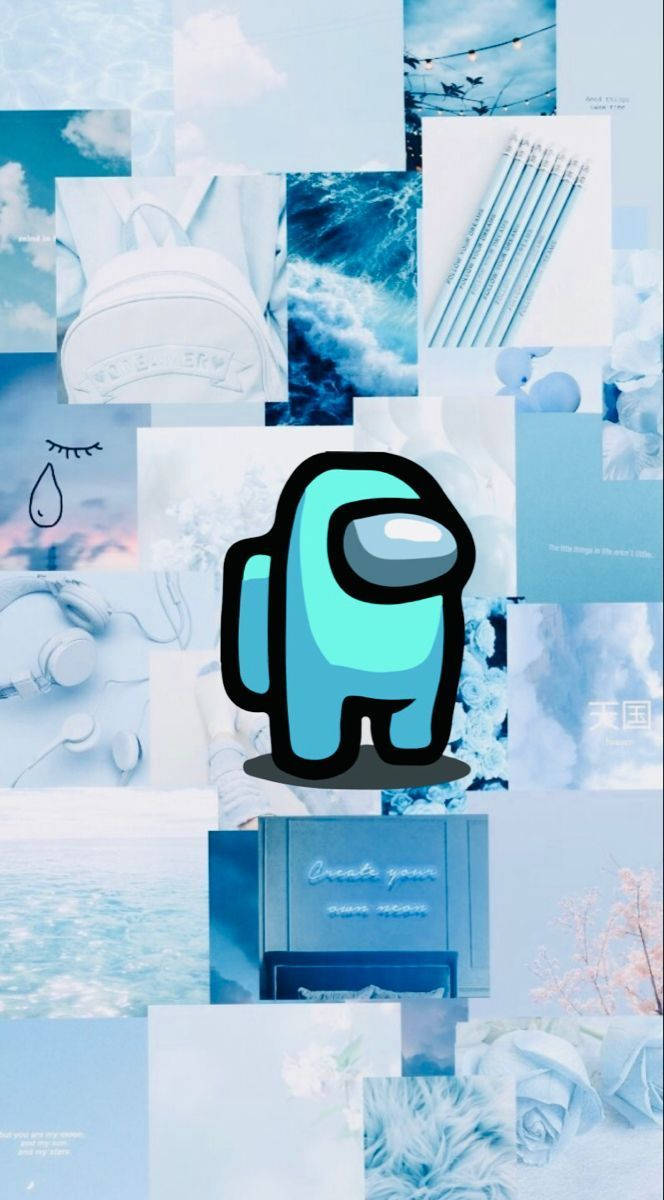 Download Cyan Aesthetic Among Us iPhone Wallpaper