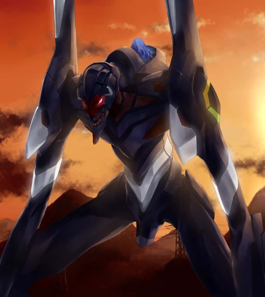 Download Eva 03 Standing Tall In A Dramatic Pose Wallpaper