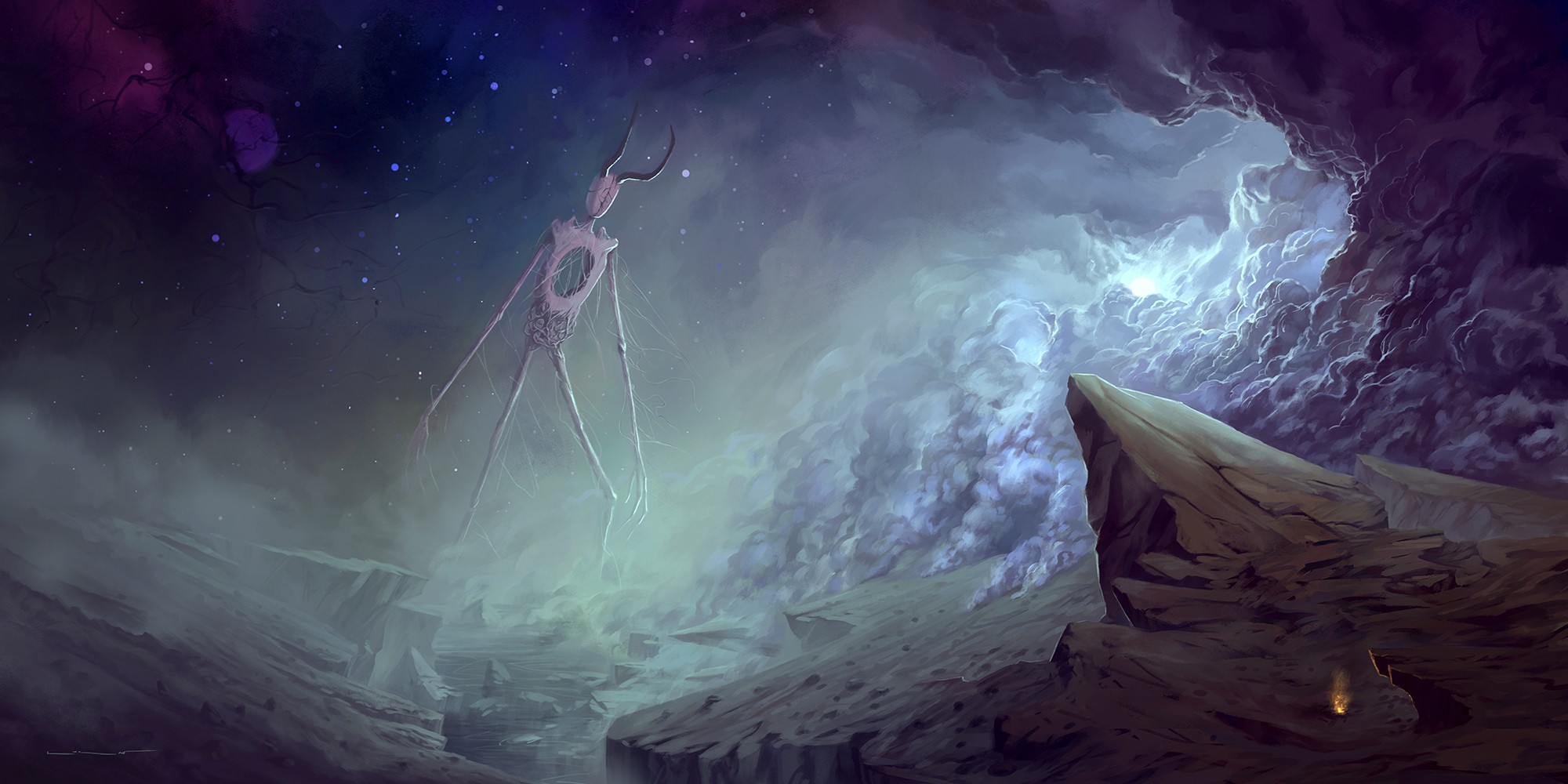 Wallpaper, 2000x1000 px, death, fantasy art, waves 2000x1000