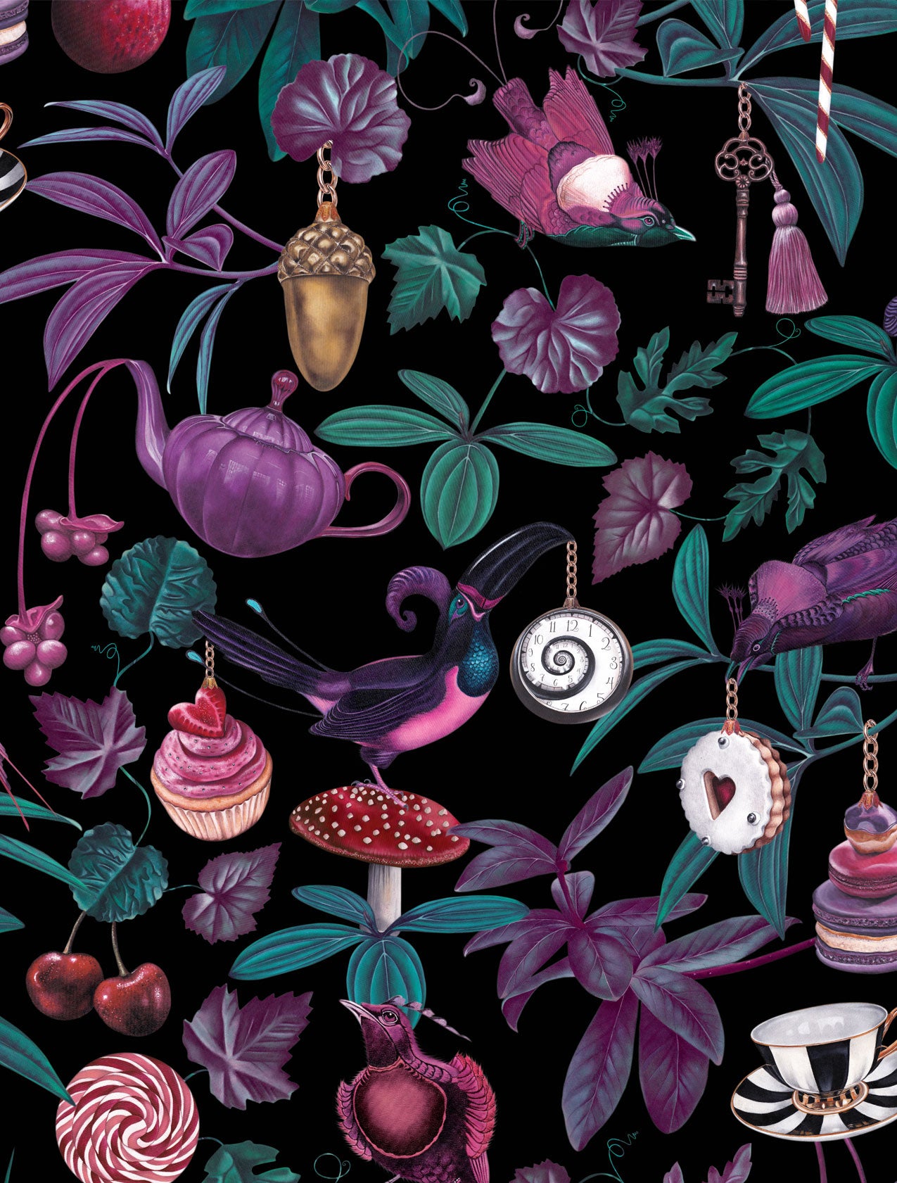 Witch and Watchman. Belladonna Dark Luxury Wallpaper