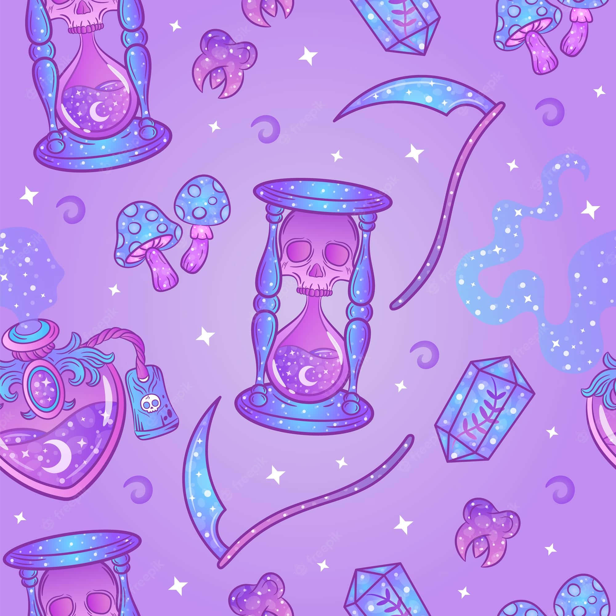 Download A Mysterious Pastel Witch Lurking in the Night Wallpaper