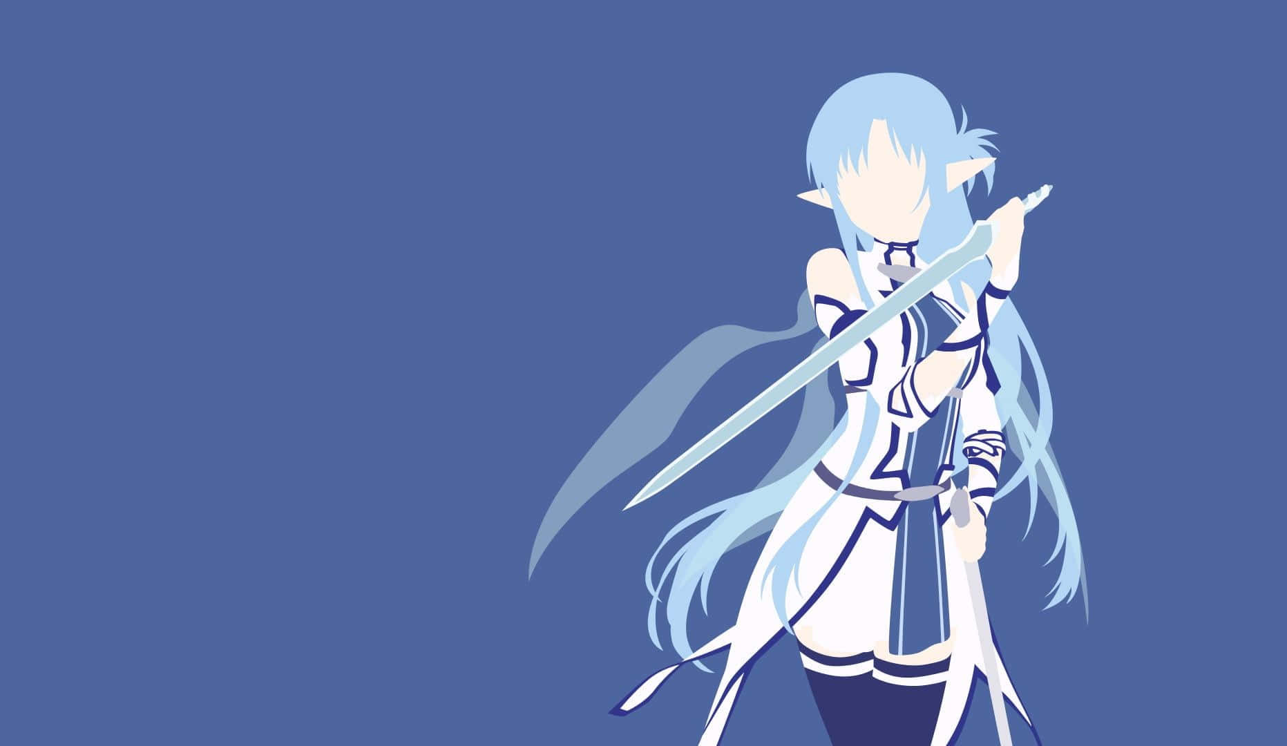 Download Yuuki Asuna wielding a sword in a stunning pose Wallpaper
