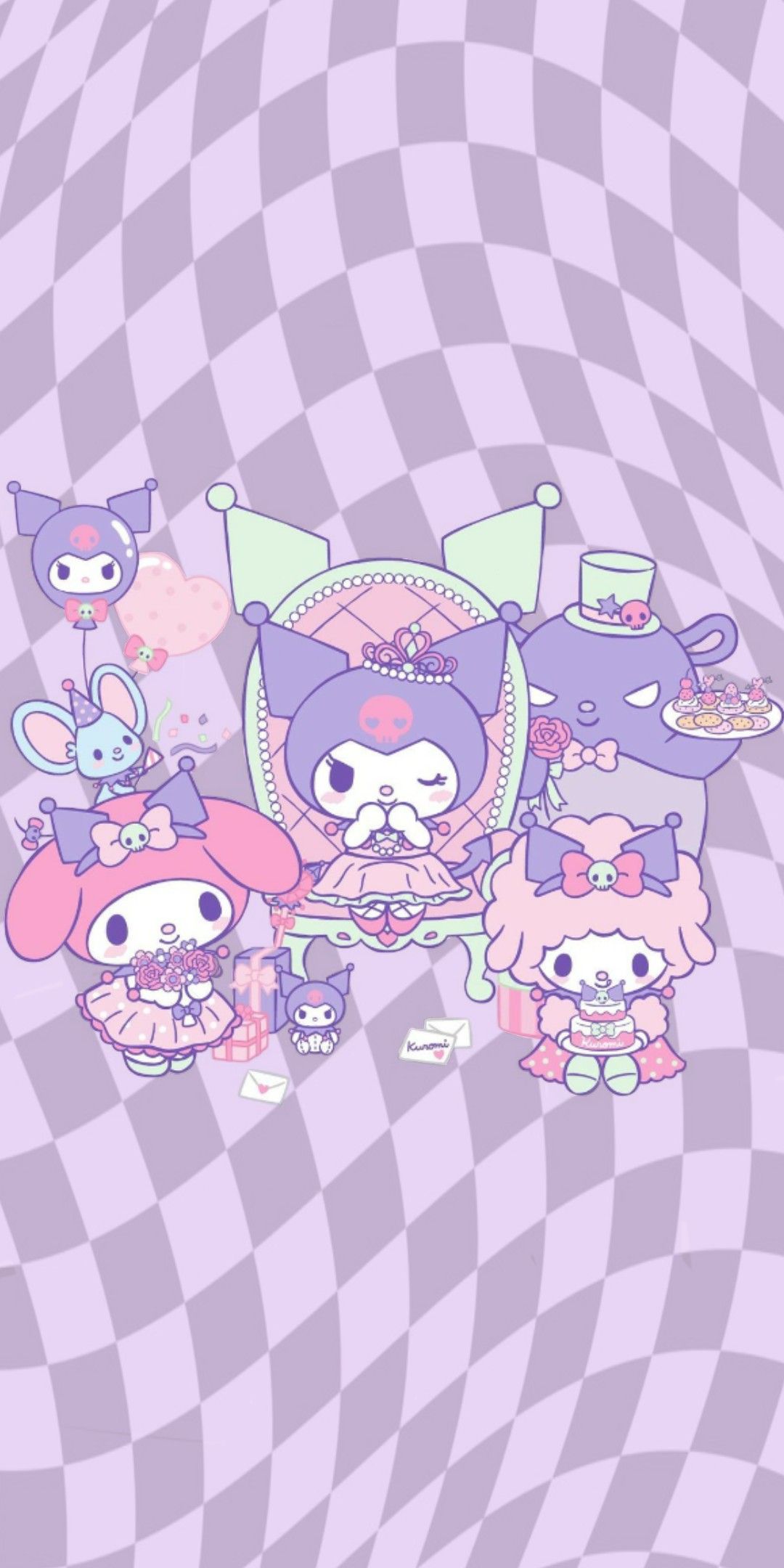 Kuromi pastel birthday wallpaper <3. Hello kitty iphone wallpaper, Hello kitty wallpaper, Hello kitty background
