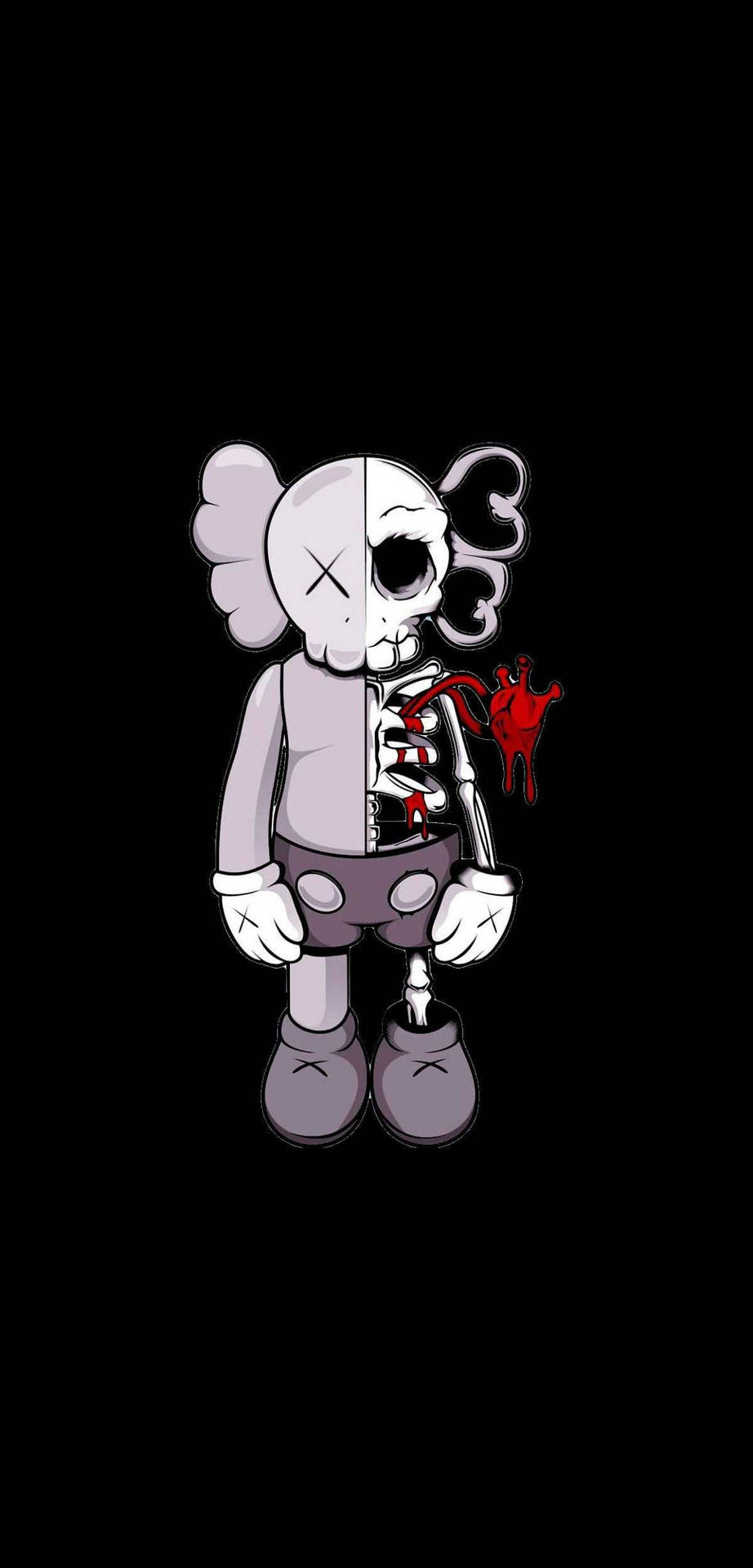 Download Kaws Skeleton Flayed Heart Wallpaper