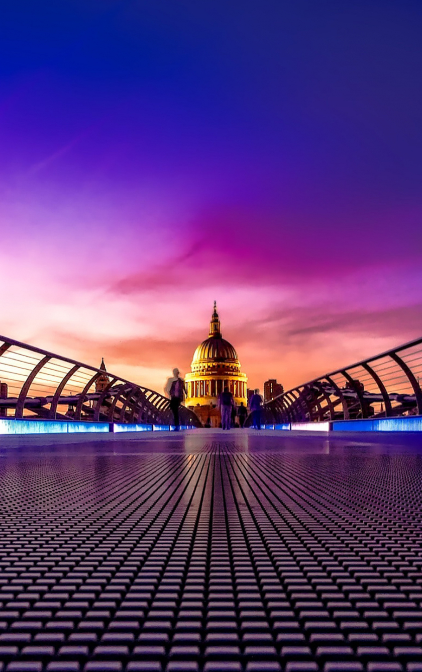 Download wallpaper 840x1336 millennium bridge, london, night, city, iphone 5, iphone 5s, iphone 5c, ipod touch, 840x1336 HD background, 20280