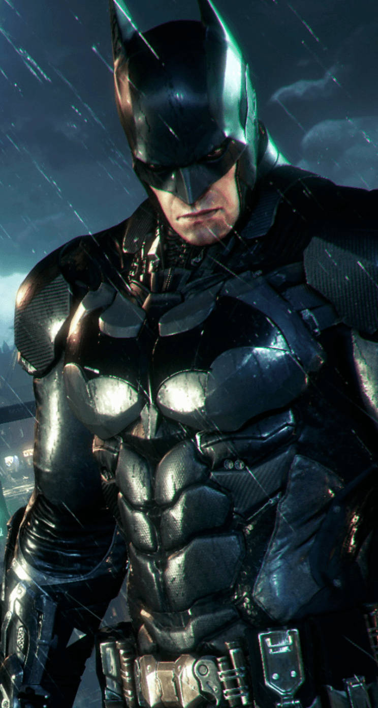 Download Shiny Wet Suit Of Batman Arkham Knight iPhone Wallpaper