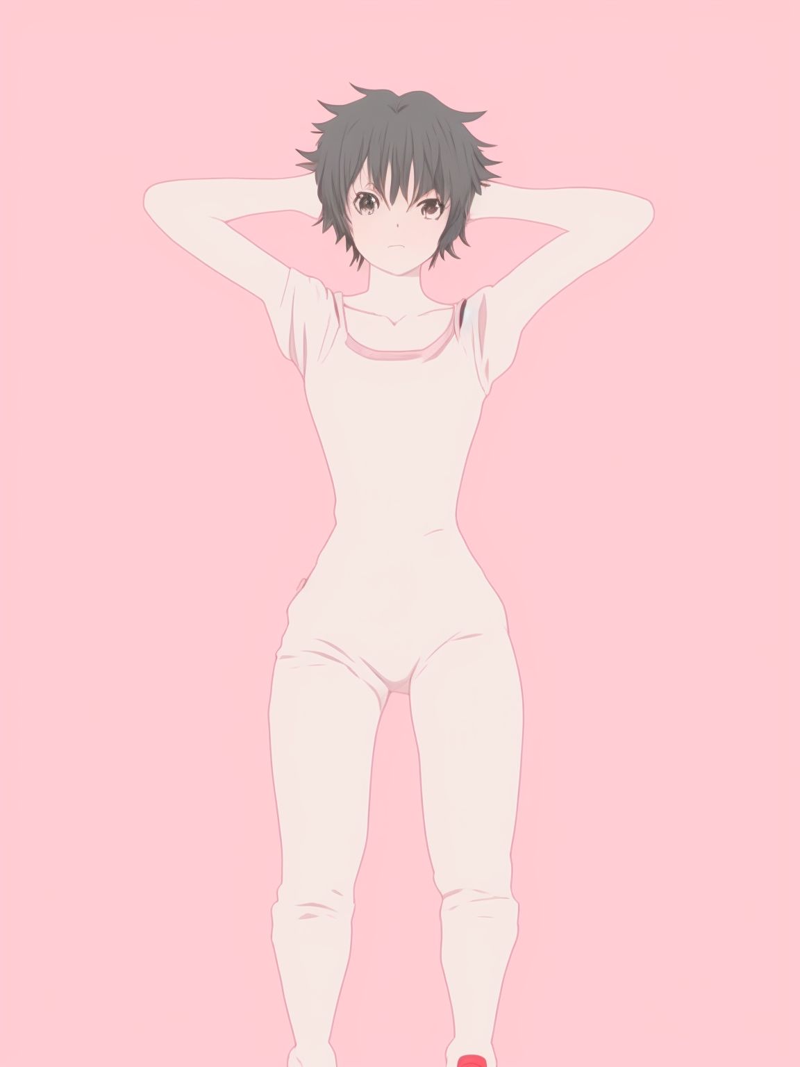 Klutzy Hyena420: The Depicted Art Showcases A Single Anime Girl With Short Hair And Short Sleeves Depicted In Her Upper Body Capturing The Essence Of A Skilled And Determined Boxer Girl With Curly