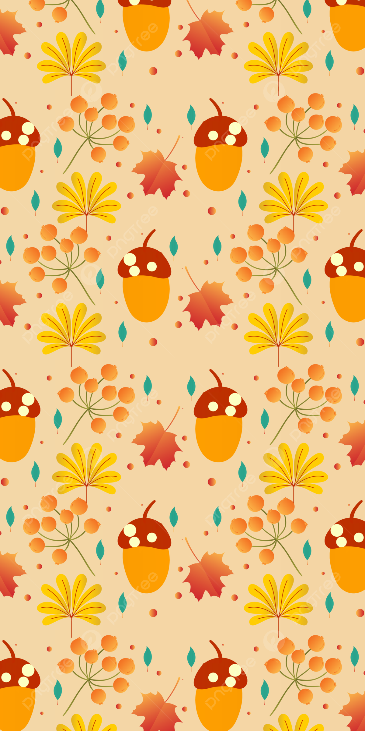 Hand Drawn Autumn Seamless Pattern With Fall Leaves Illustration Background Wallpaper Image For Free Download