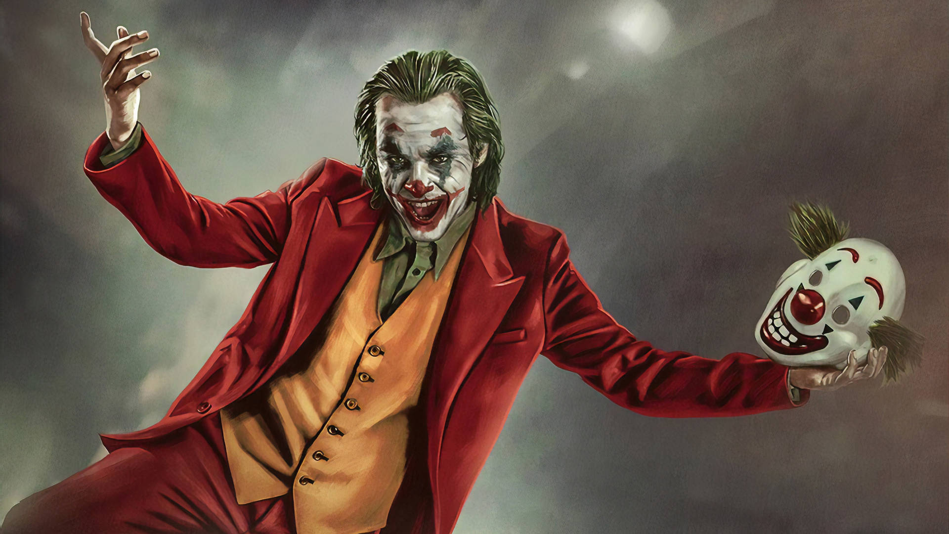 Download Joker 2020 Holding A Clown Mask Wallpaper