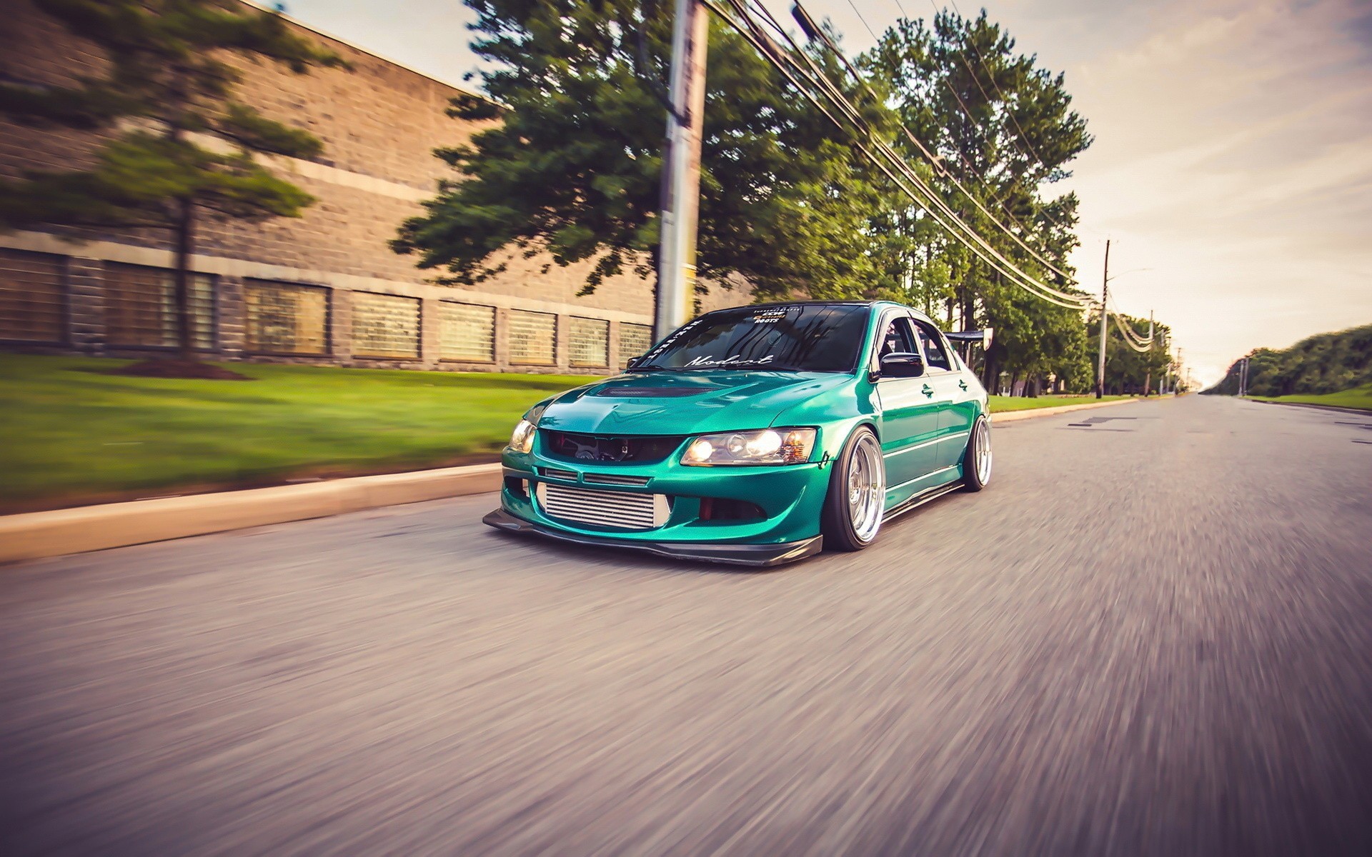 green, low, Mitsubishi Lancer Evolution VIII, motion blur, Mitsubishi Lancer, Mitsubishi (1920x1200px) on Wallls.com