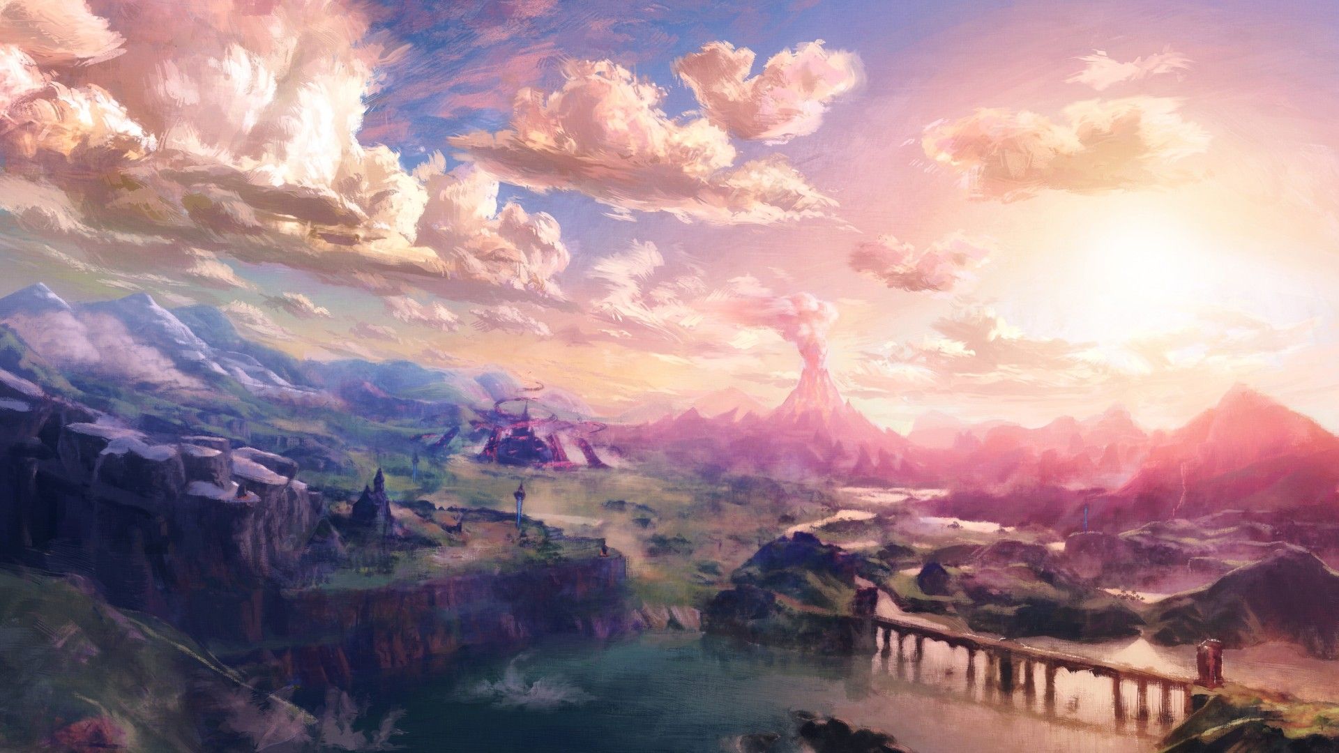 Desktop wallpaper, Fantasy landscape, Legend of zelda