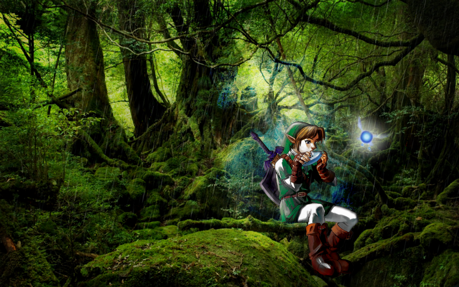 Trees rain forest link the legend of zelda navi wallpaperx1200