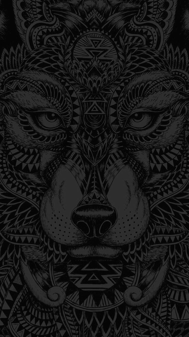 Black Wolf iPhone 6 & 6s Wallpaper #patterns #geometry #wallpaper #iphone #drawing #black #grey #gray #wolf #an. Wolf wallpaper, Dark wallpaper iphone, Phone art