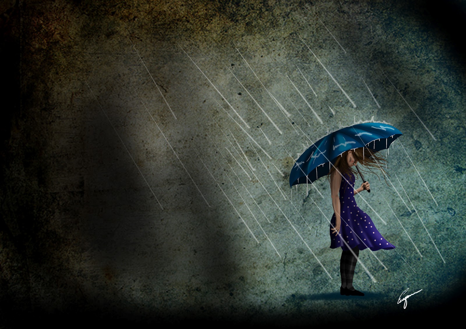 Sad Girl In Rain Wallpaper HD 21223
