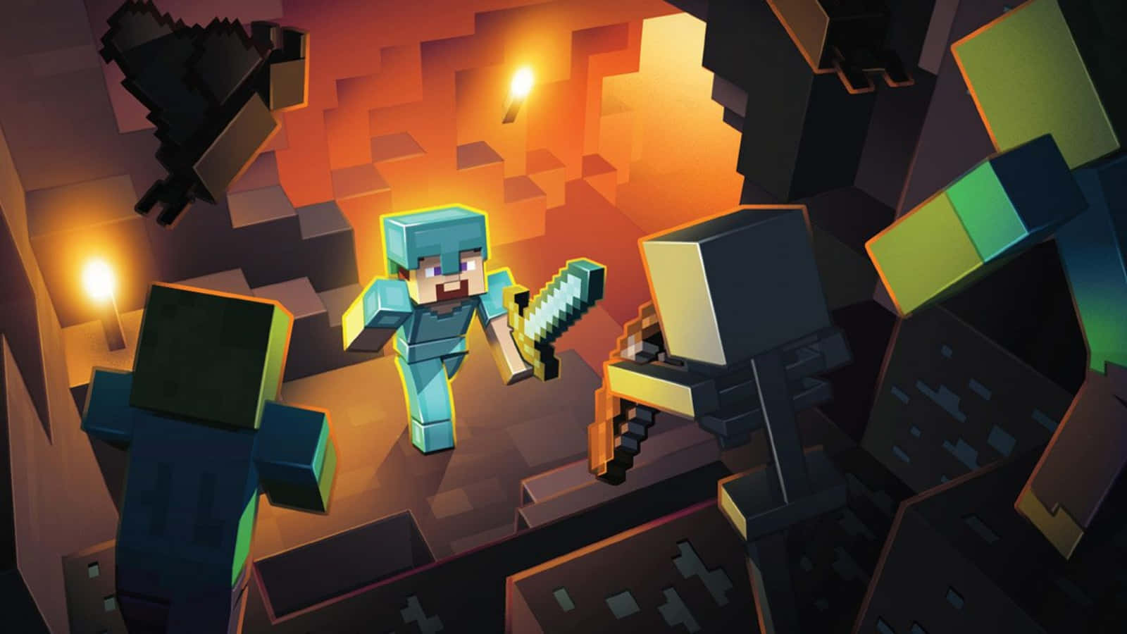 Download Minecraft Characters Sword Fight Picture