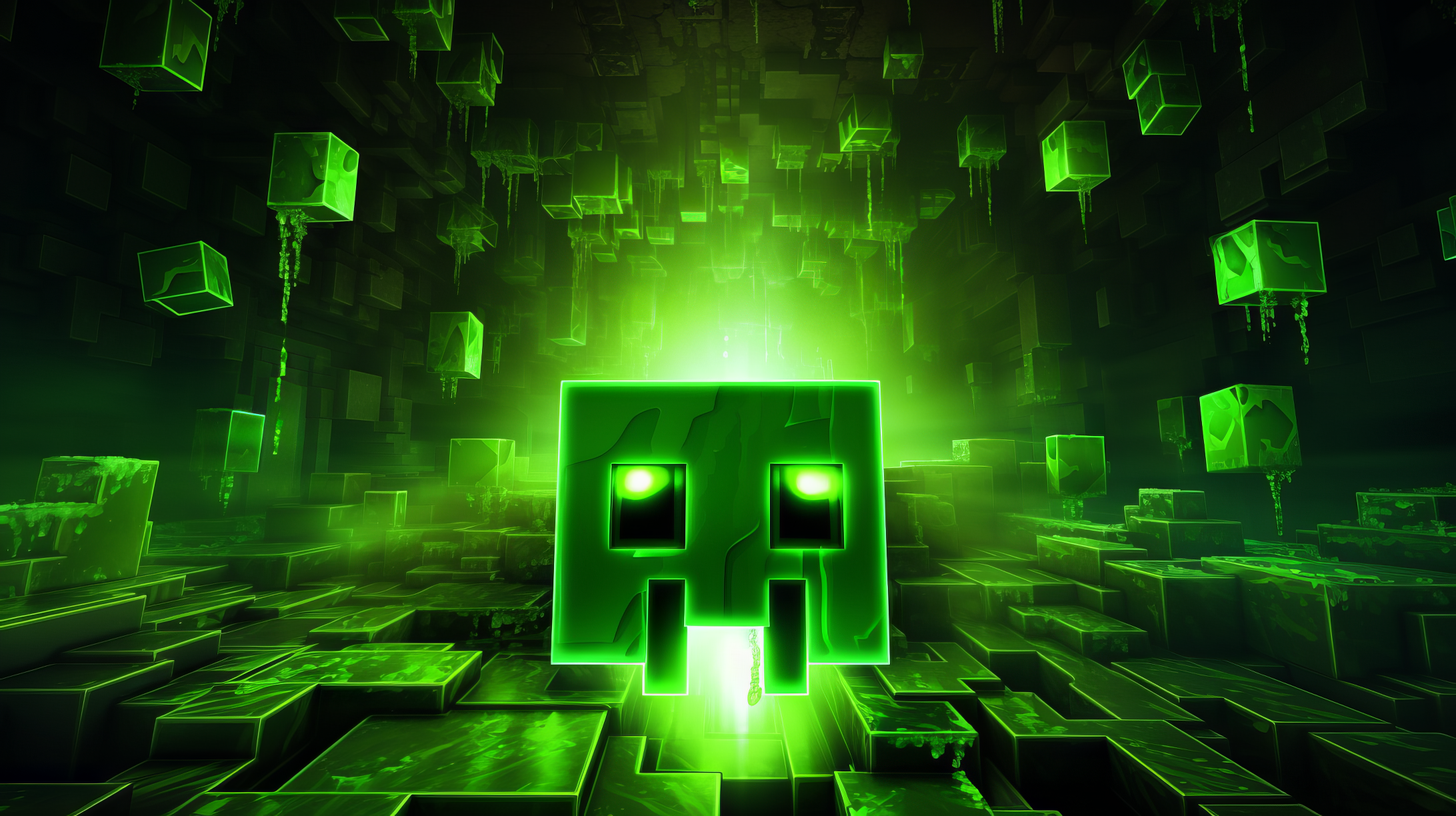 Creeper Render Acid Green Minecraft
