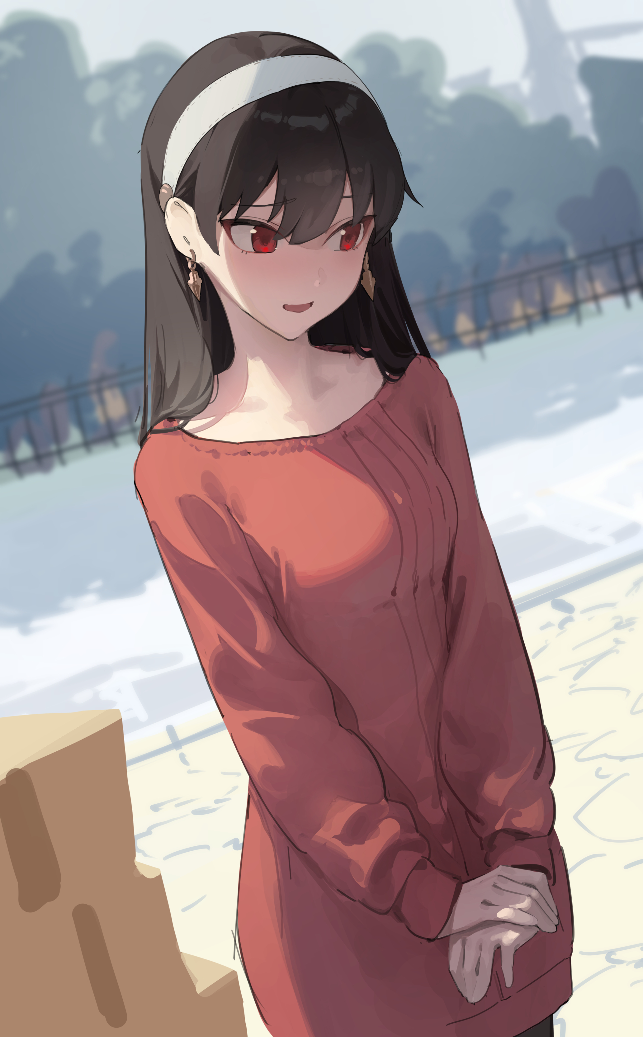 Wallpaper, anime girls, Spy x Family, Yor Forger, star741, artwork, black hair, red eyes 2065x3329