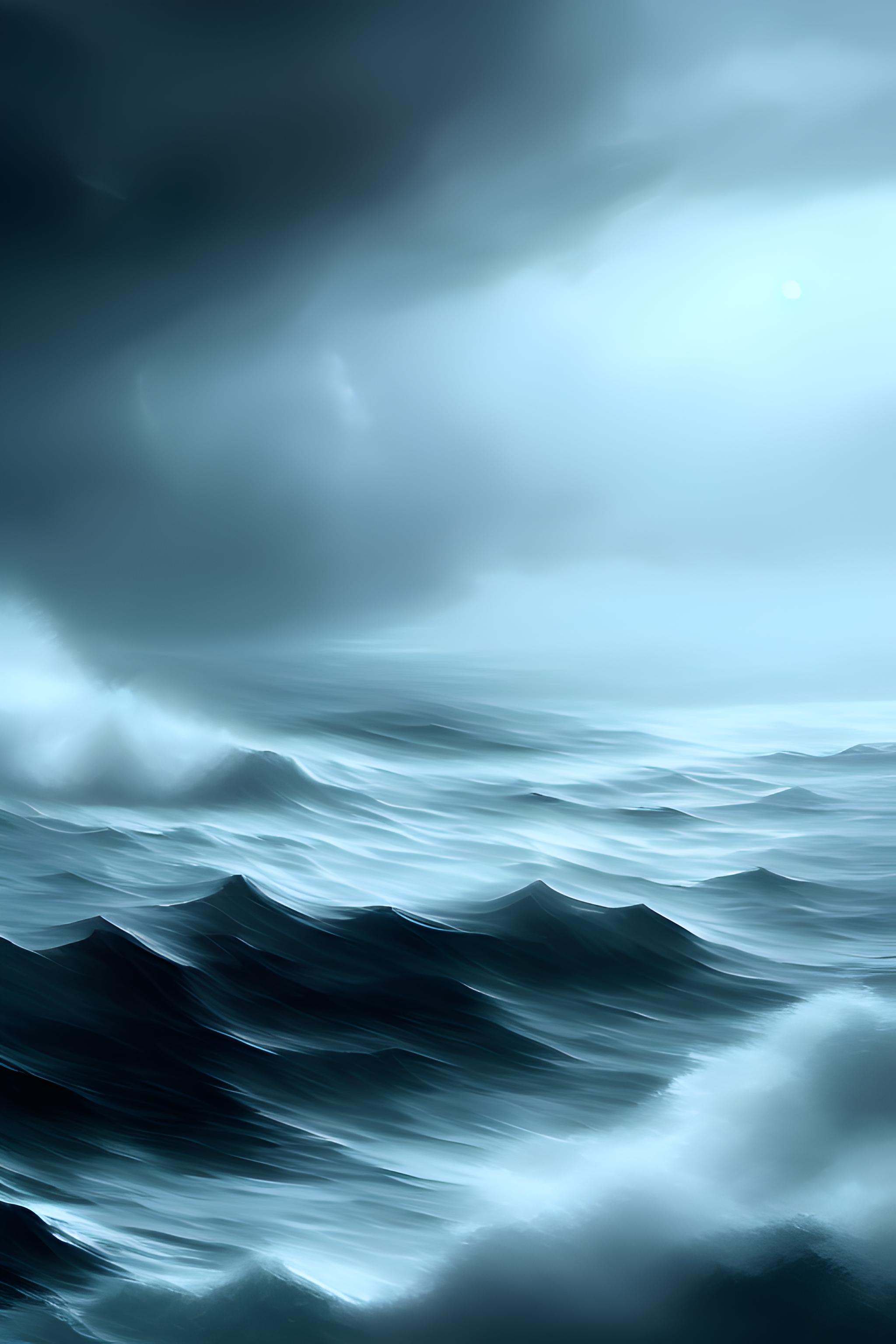 Stormy sea at night