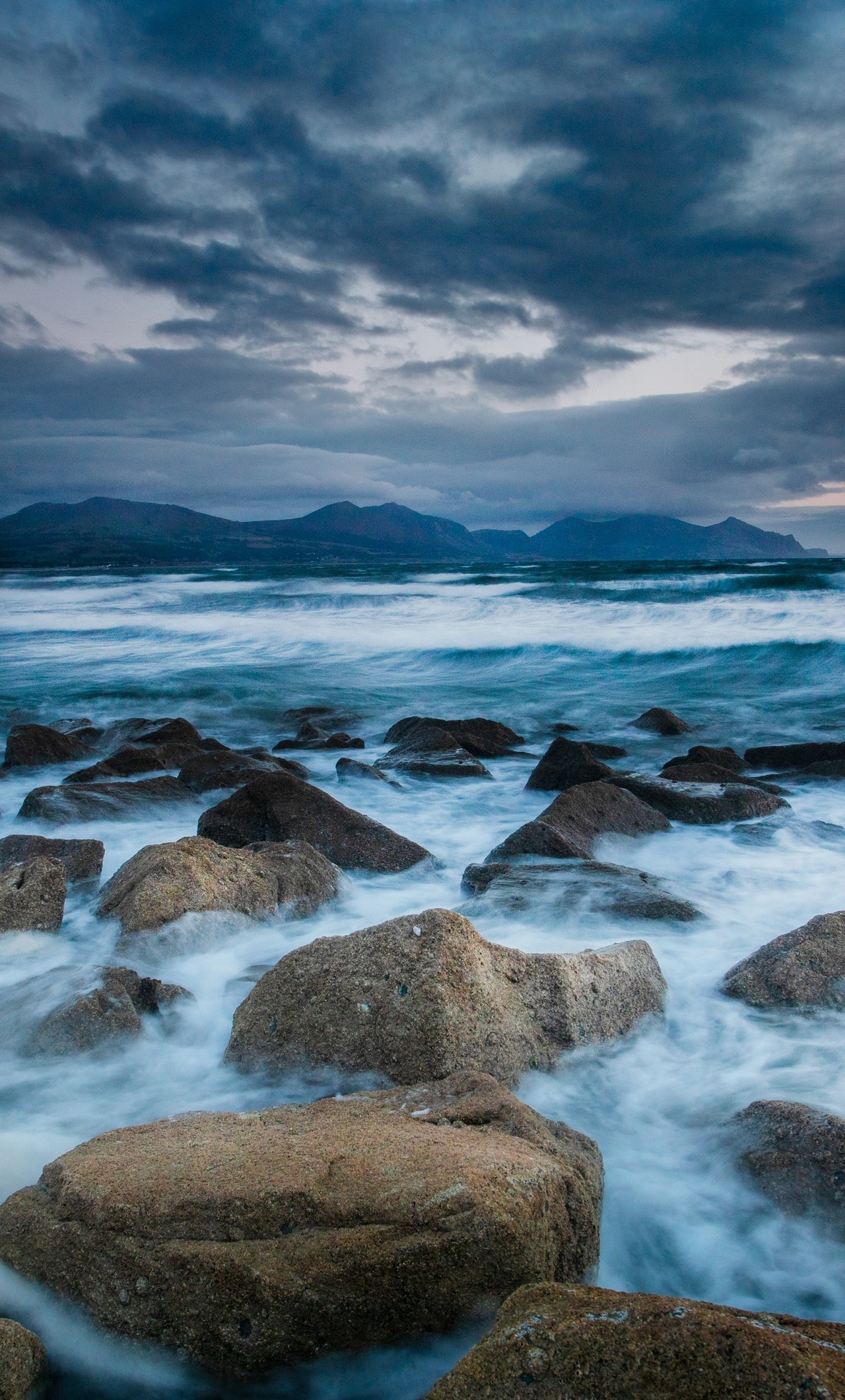 Storm Sea Rocks Long Exposure iPhone HD 4k Wallpaper, Image, Background, Photo and Picture