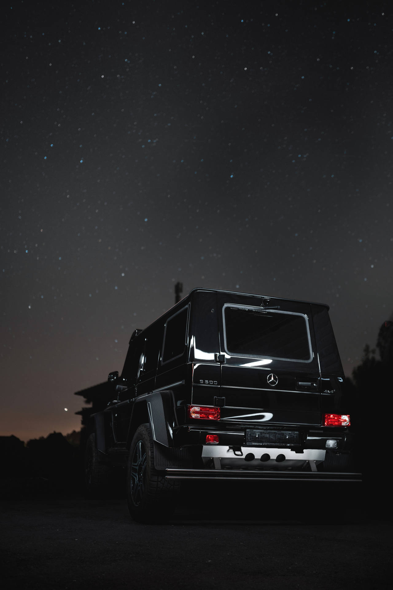 Download Mercedes With Starry Night iPhone X Wallpaper