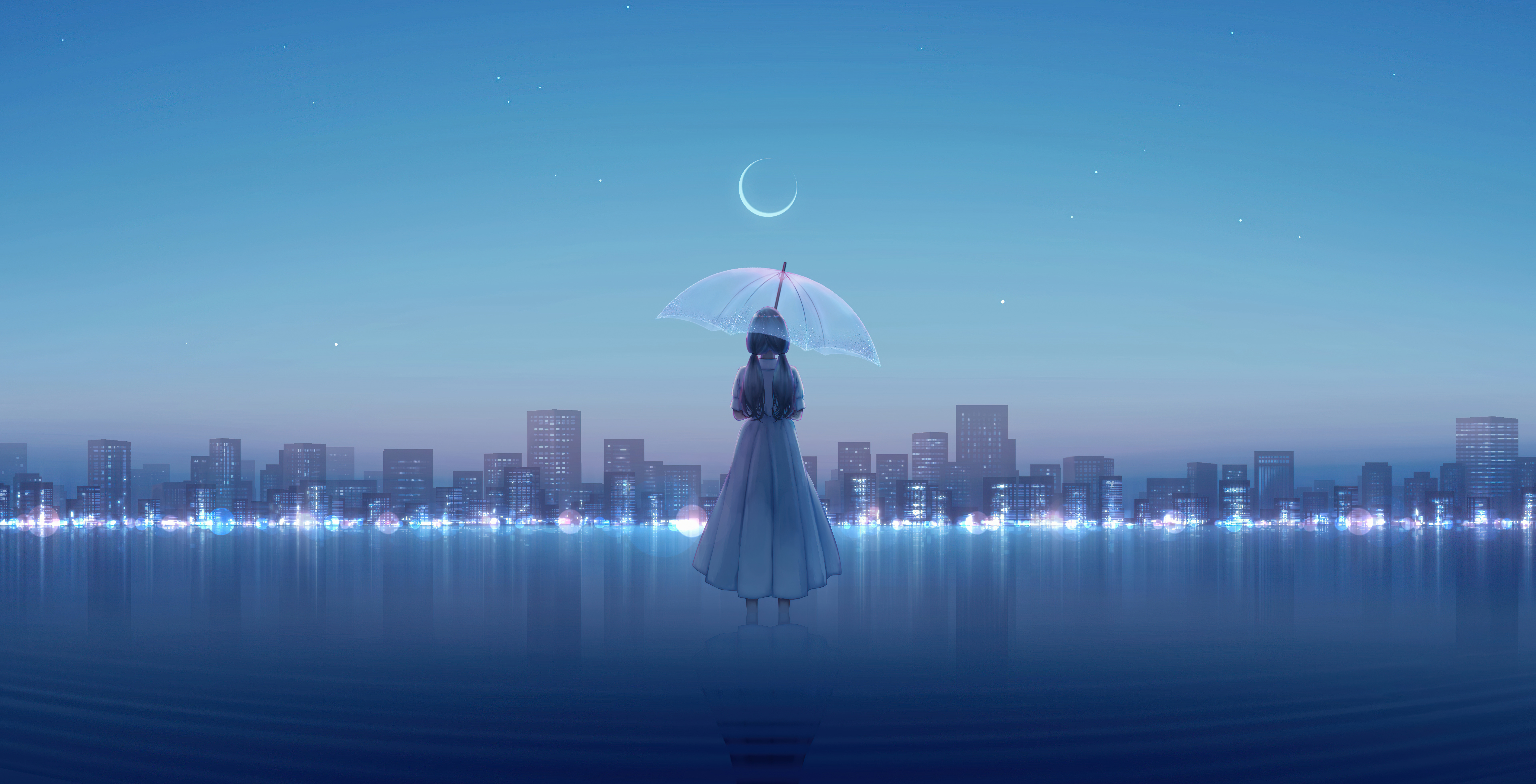 Anime Girl Umbrella City 8k, HD Anime, 4k Wallpaper, Image, Background, Photo and Picture