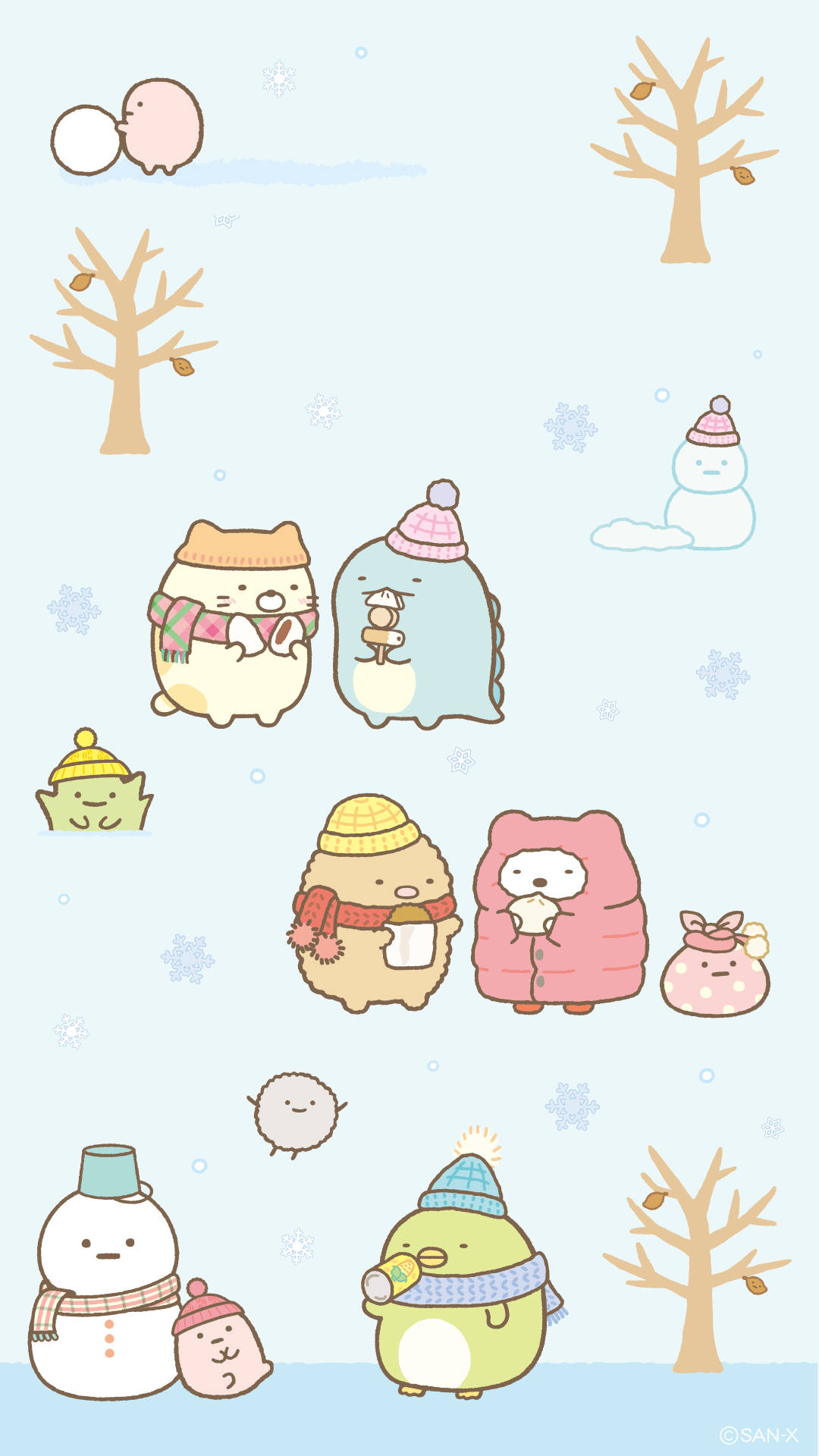 Download Stay warm and cozy during the winter months with Sumikko Gurashi! Wallpaper