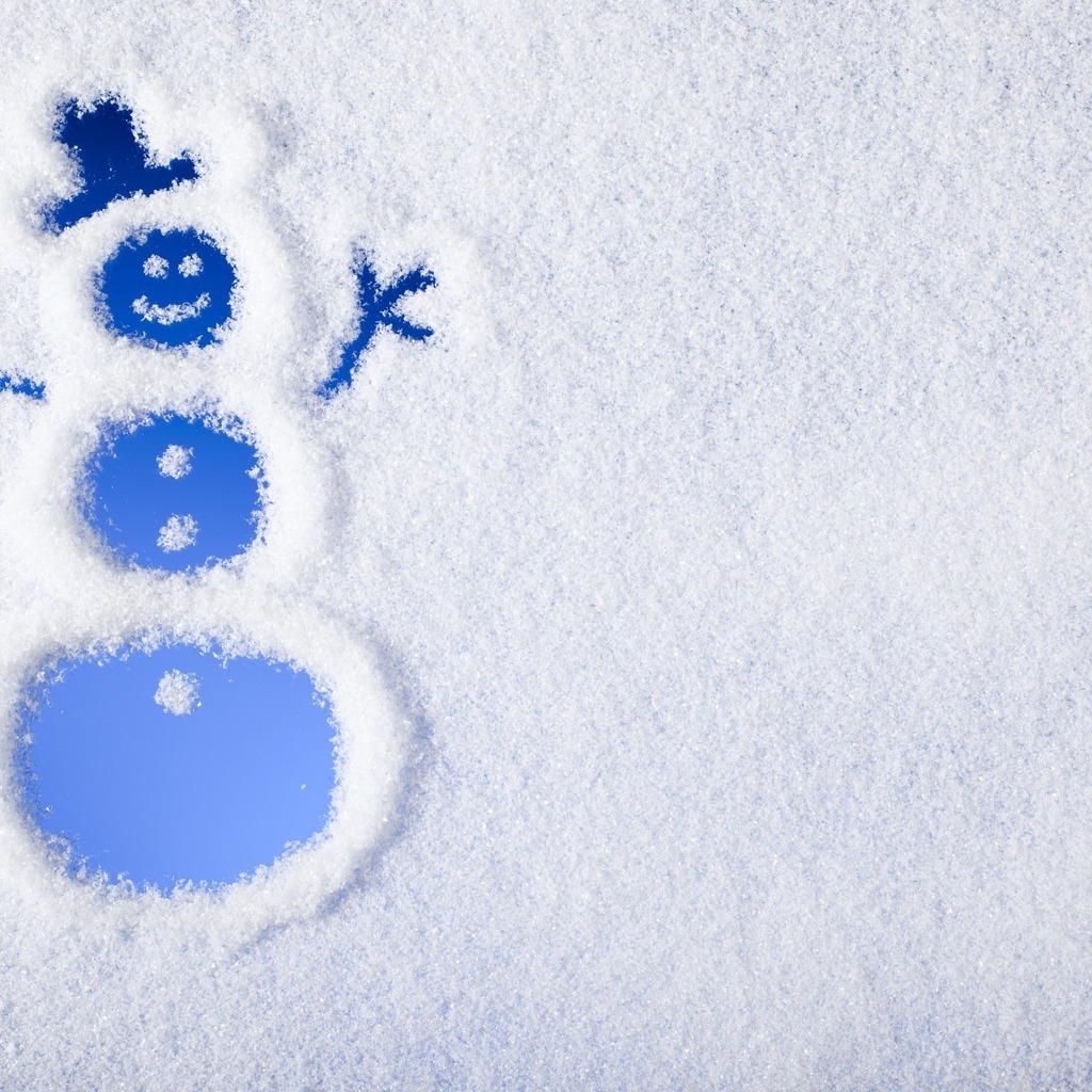 Happy and Cute Snowman 1024 x 1024 iPad Wallpaper