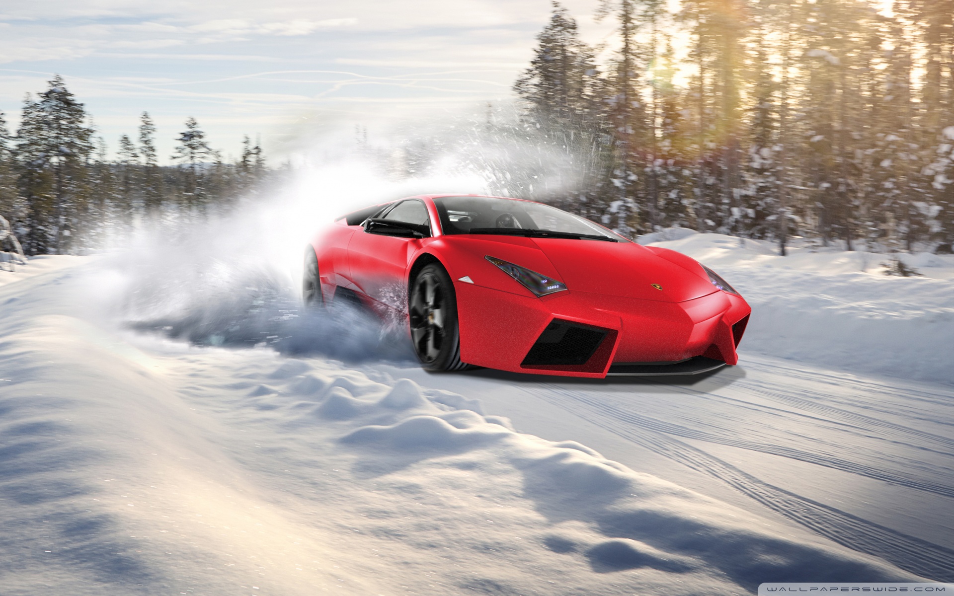 Lamborghini Drifting In Snow 4K UHD Wallpaper for UltraHD Desktop and TV, Widescreen and UltraWide Display, Smartphone and Tablet Devices
