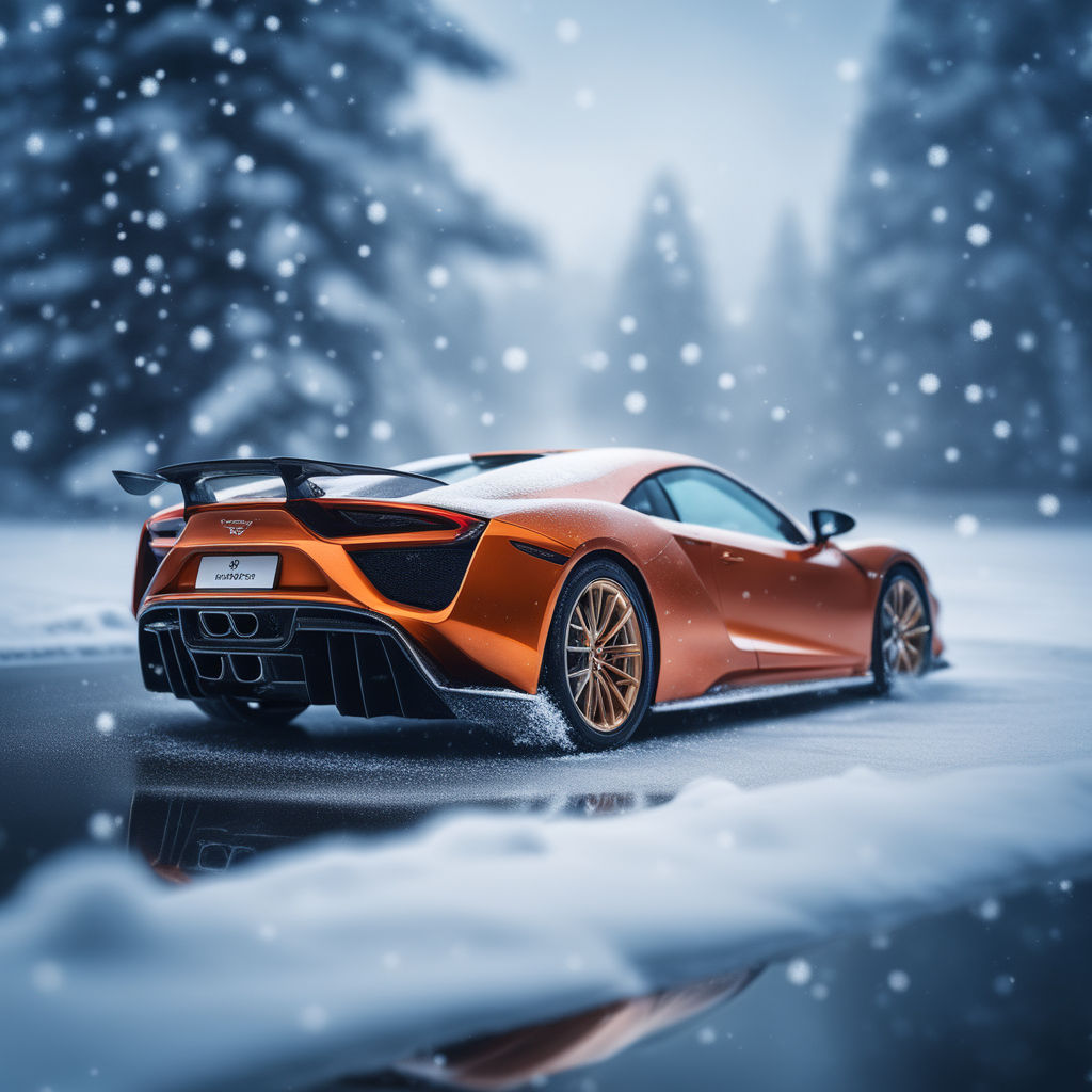 surrounded by stunning trees during winter with a super car on it