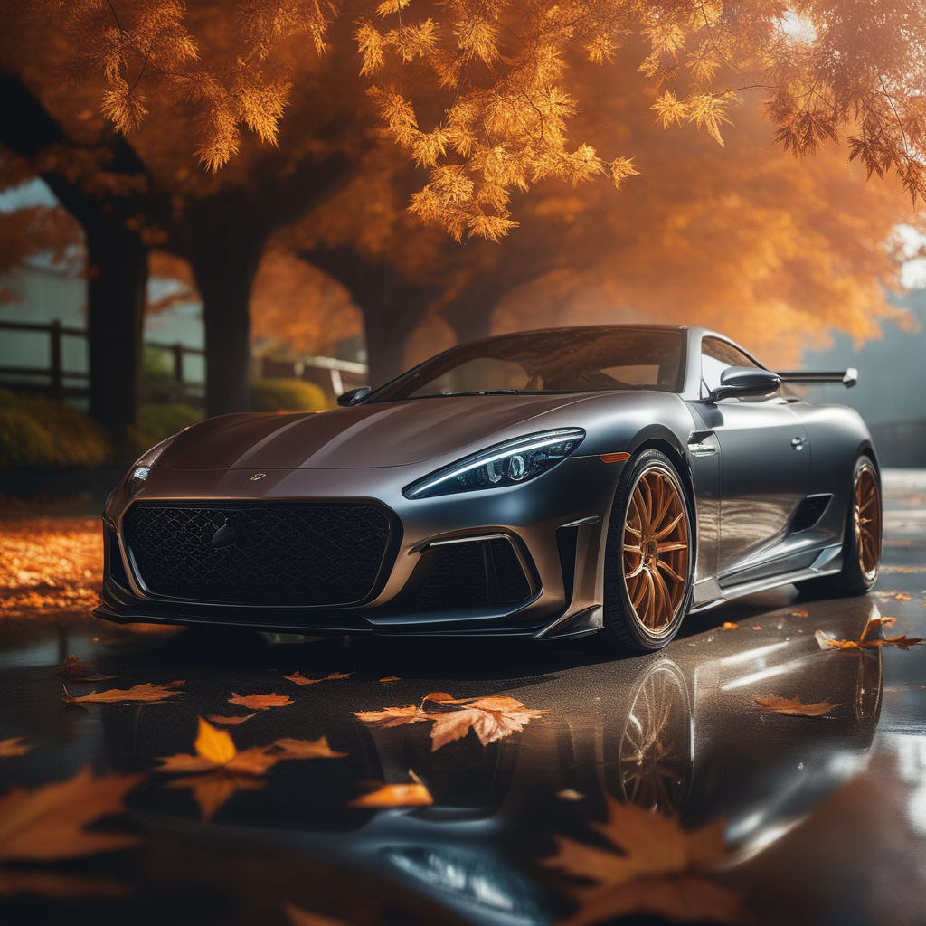 surrounded by stunning trees during winter with a super car on it