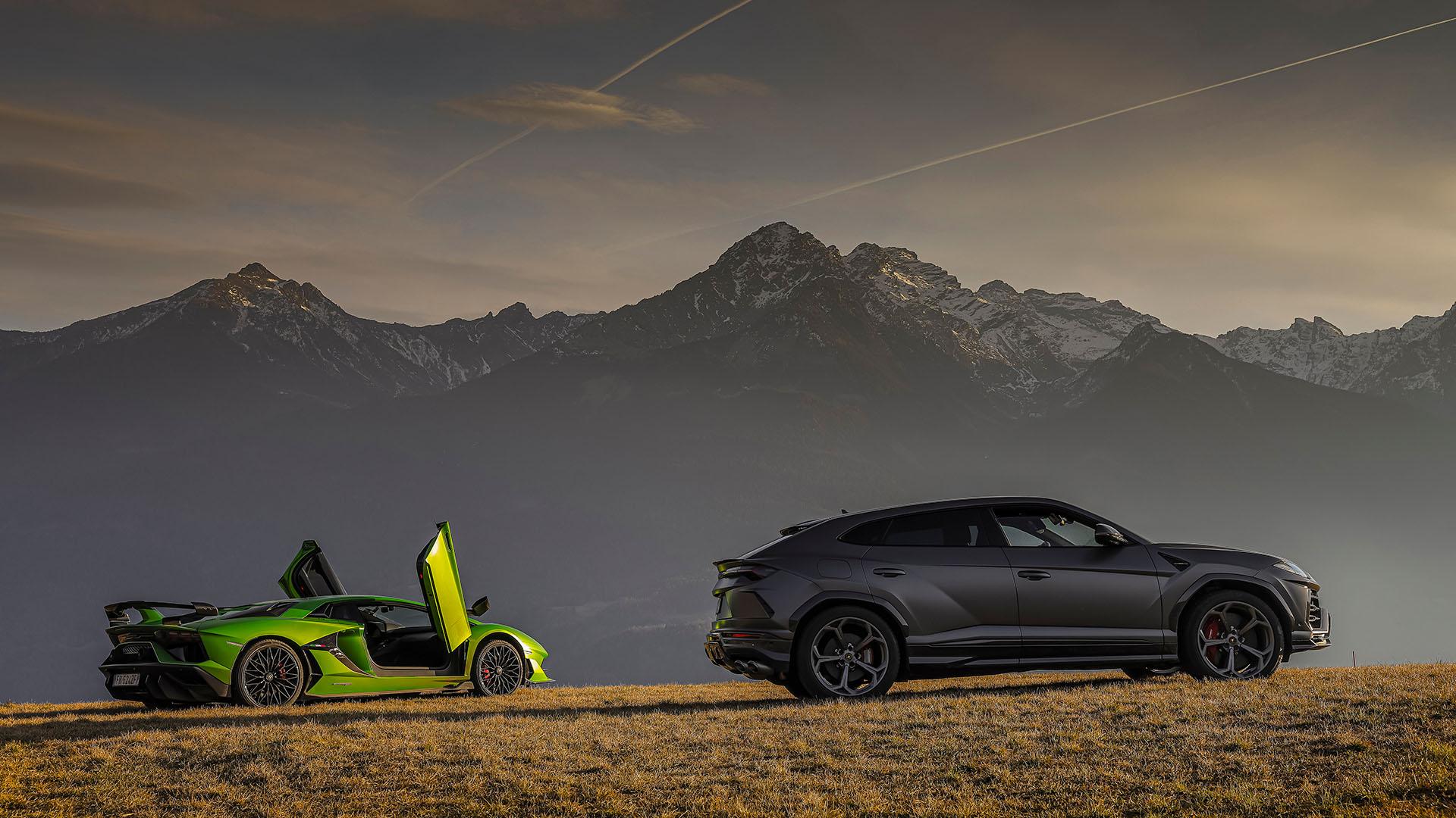 Lamborghini takes their super sports cars on a winter drive